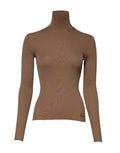 Pull en maille marron Dolce & Gabbana à manches longues et col roulé, tissu doux et confortable.
