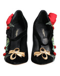 Broche en cristaux et roses noires Dolce & Gabbana, élégante broche pour chaussures Mary Jane, détails raffinés et sophistiqués