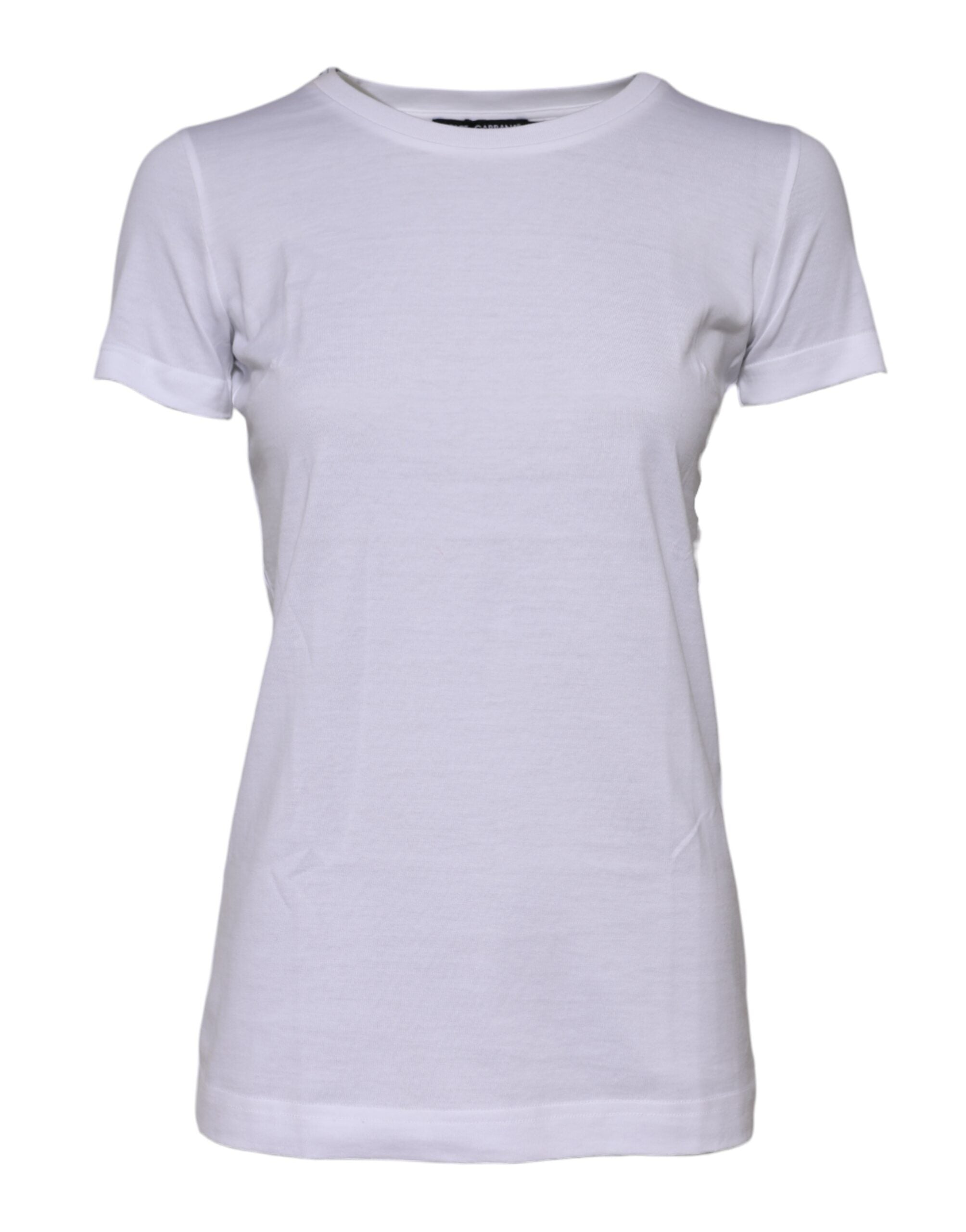 T-shirt blanc en coton à col rond et manches courtes de Dolce & Gabbana, vue de face.