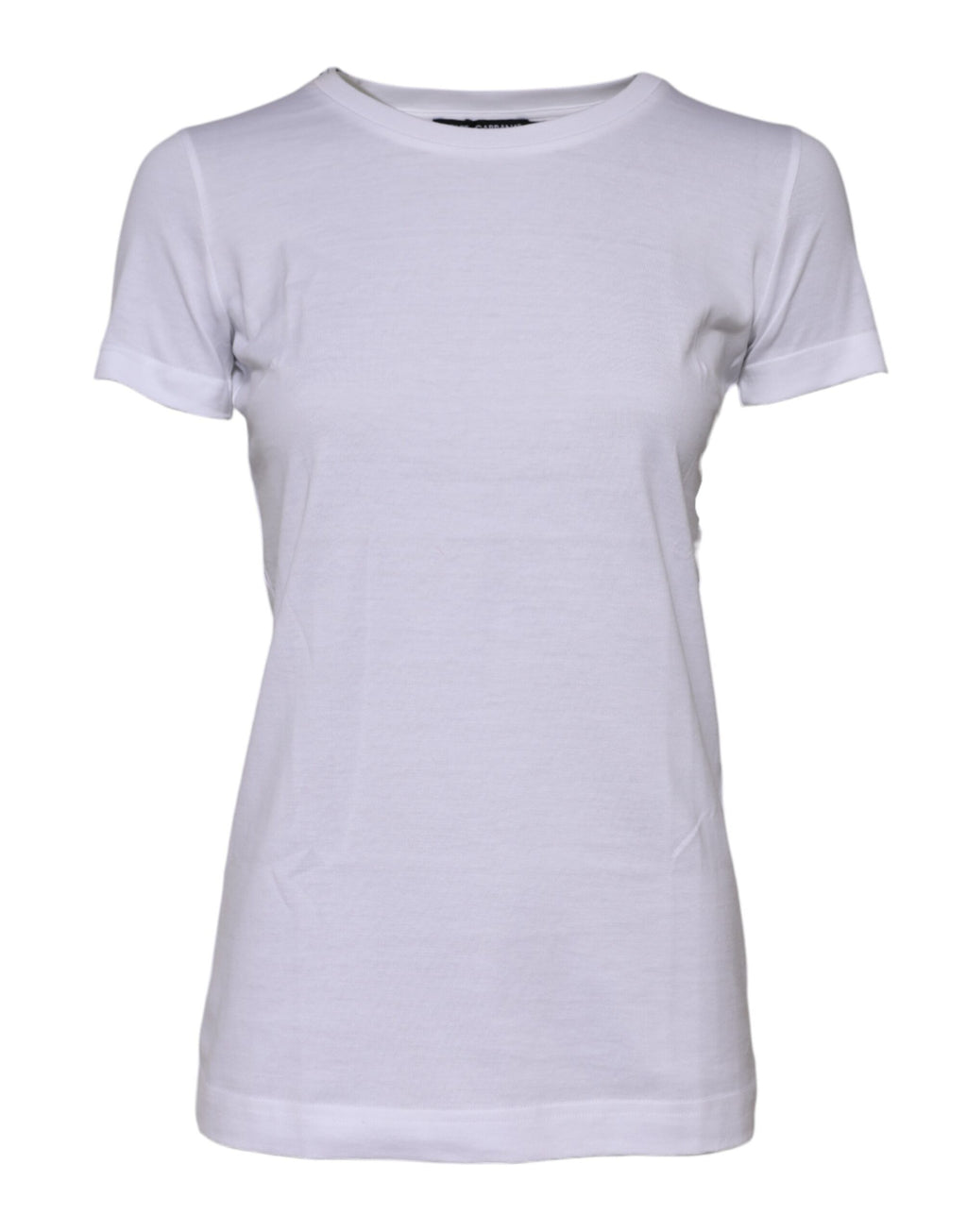 T-shirt blanc en coton à col rond et manches courtes de Dolce & Gabbana, vue de face.