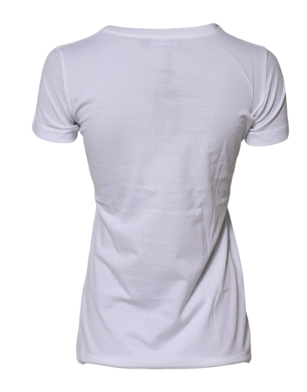 T-shirt blanc en coton Dolce & Gabbana à manches courtes et col rond, vue de face.