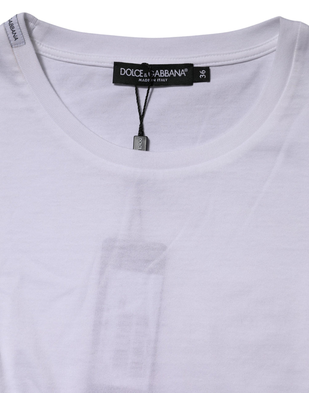 T-shirt blanc en coton à col rond à manches courtes de Dolce & Gabbana, vue de face.