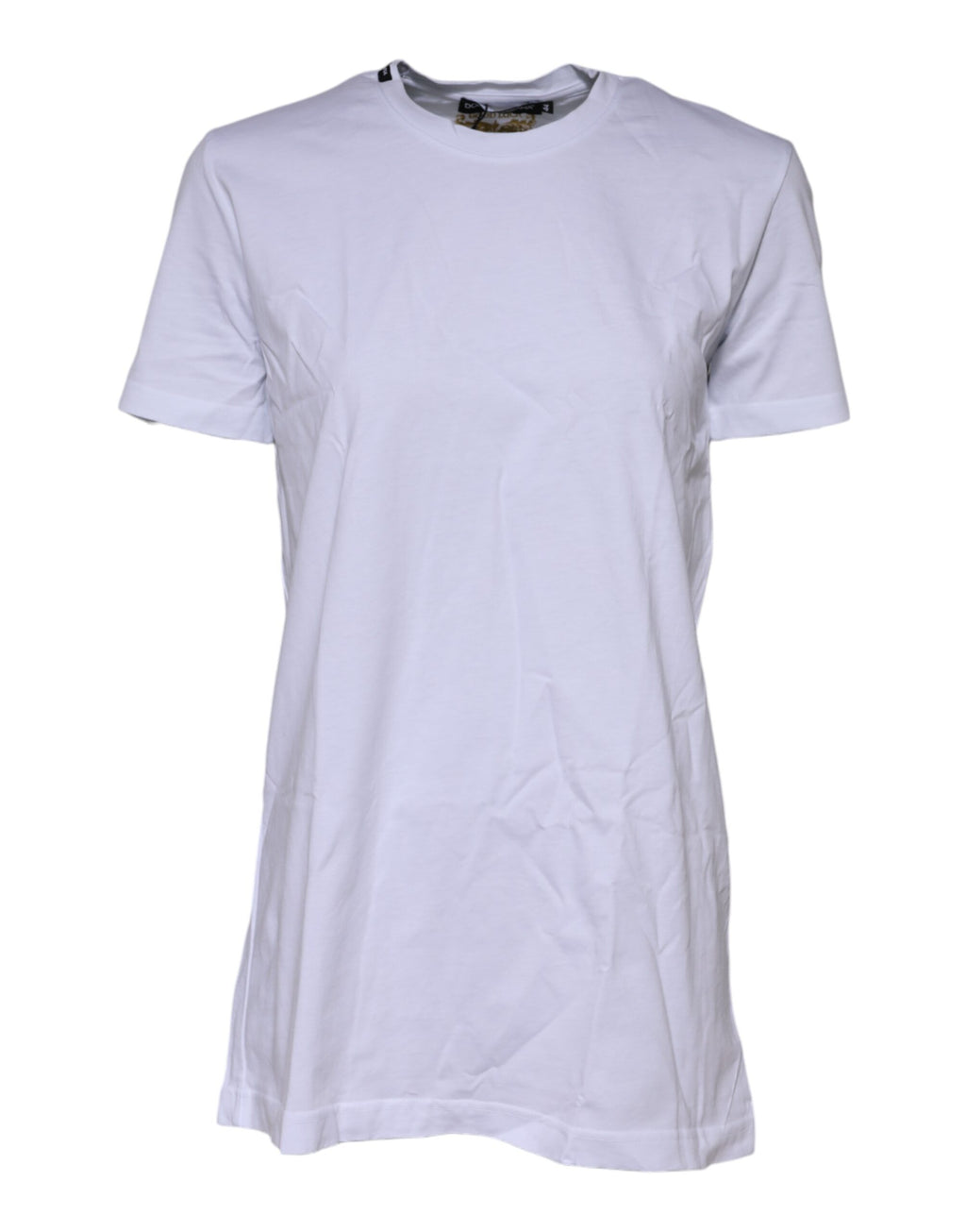 T-shirt blanc à manches courtes et col rond de Dolce & Gabbana, vue de face, en coton élégant.