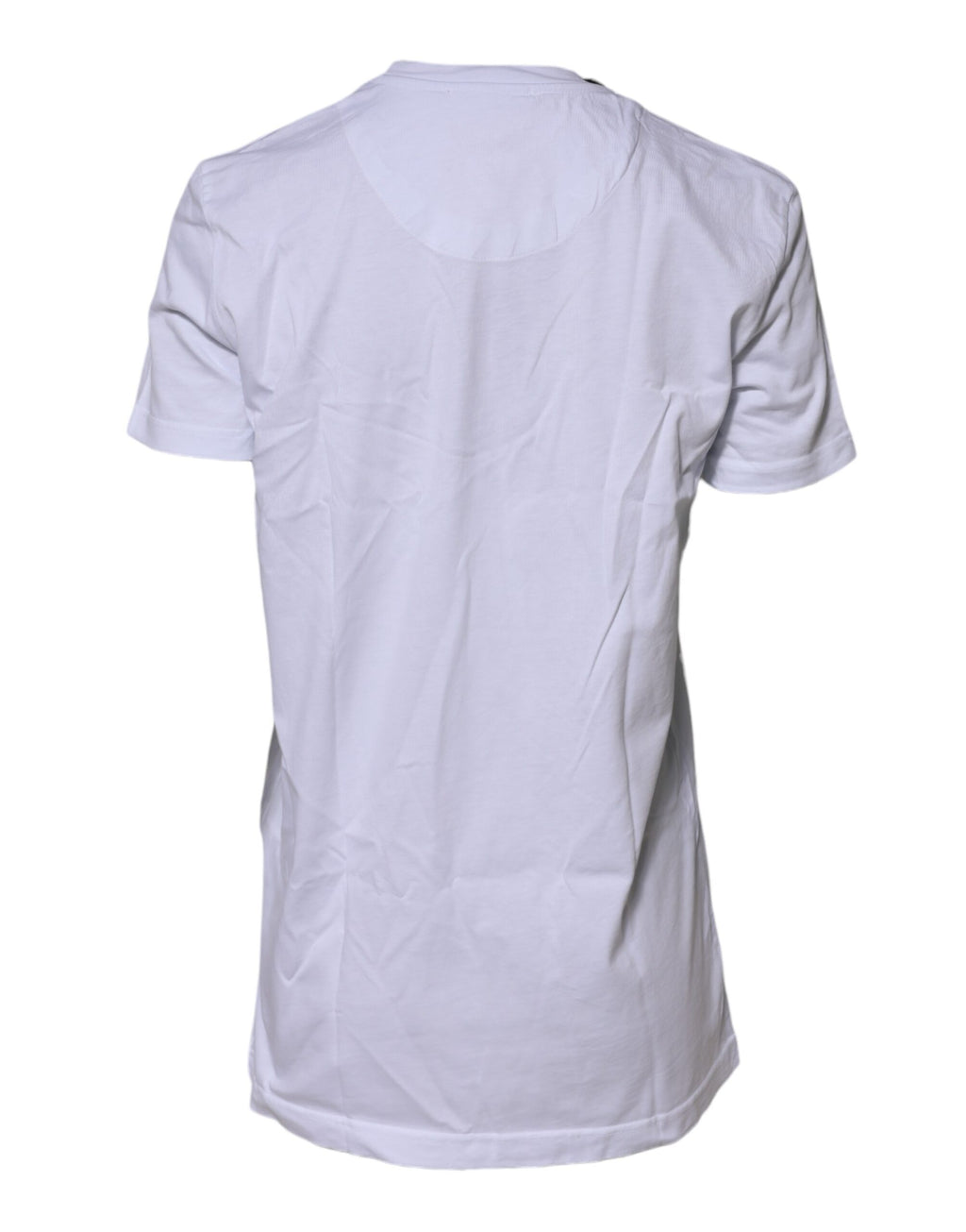 T-shirt blanc à manches courtes et col rond de Dolce & Gabbana, vue de face, en coton élégant.