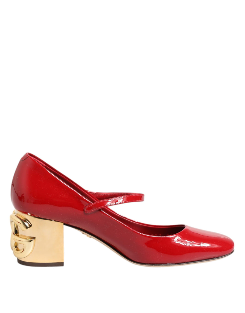 Sandales à talons en cuir rouge Dolce & Gabbana avec logo DG, élégantes et sophistiquées, vues de côté avec bride fine.