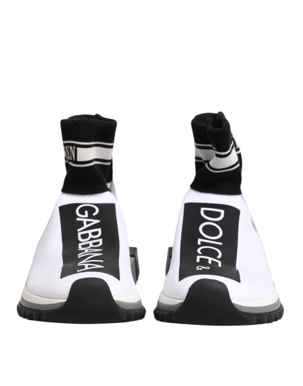 Sneakers Dolce & Gabbana Sorrento en blanc et noir avec semelle blanche, style moderne et élégant.