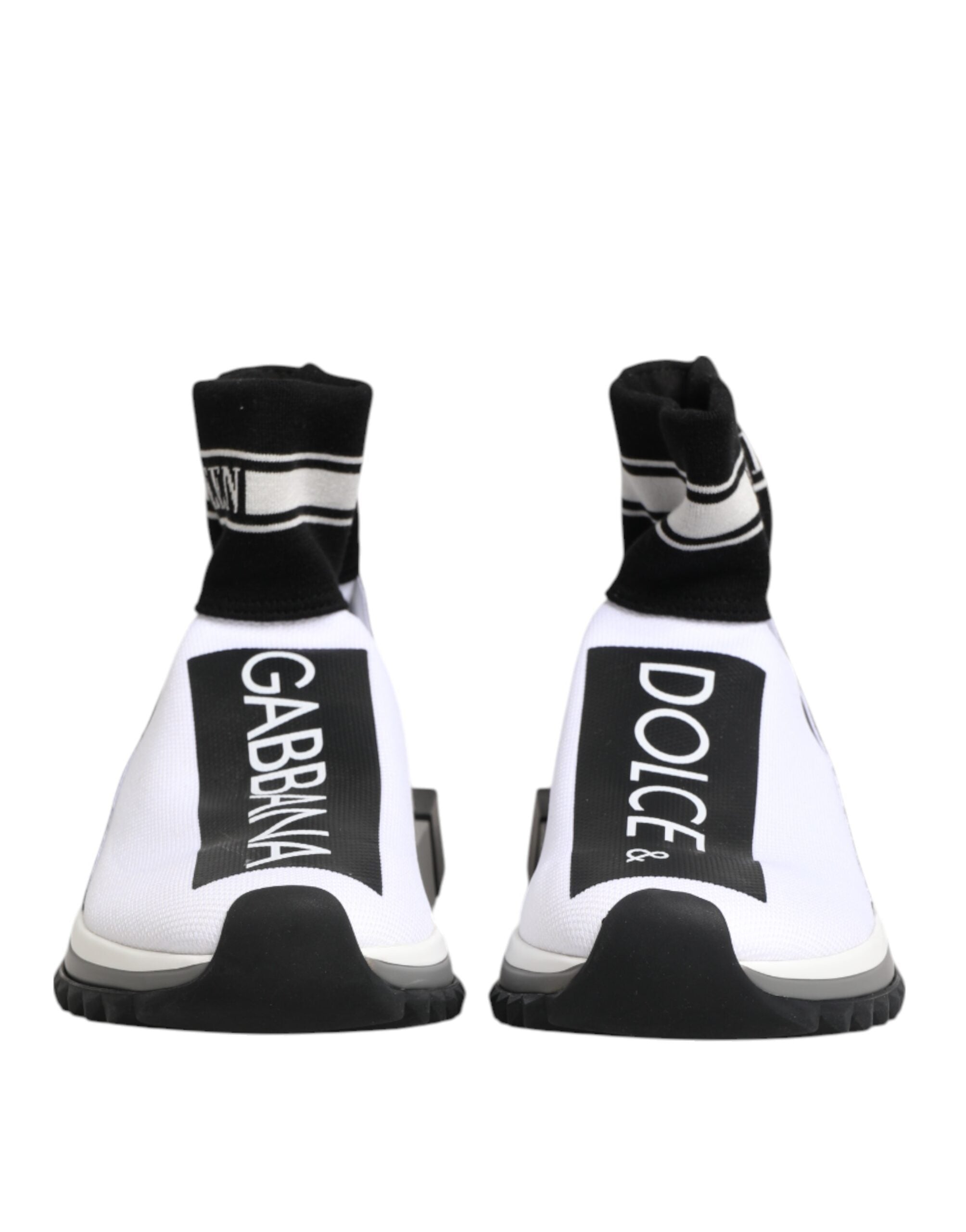 Sneakers Dolce & Gabbana Sorrento en blanc et noir avec semelle blanche, style moderne et élégant.
