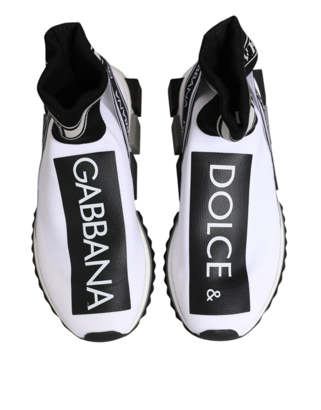 Chaussures sneakers Sorrento blanches et noires Dolce & Gabbana, baskets mode avec design élégant et logo de la marque.