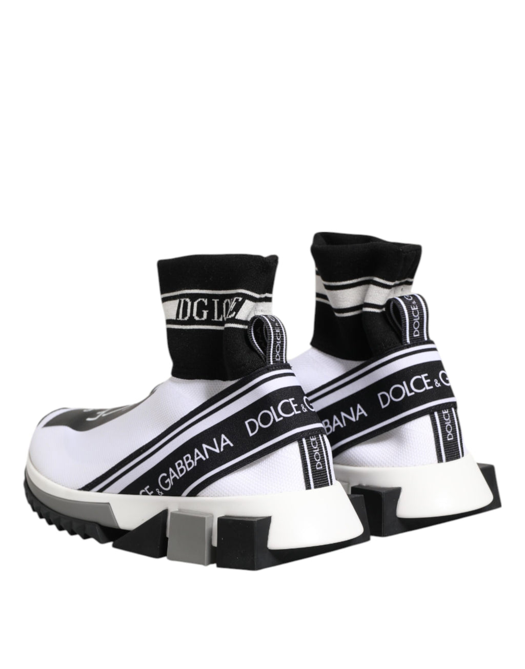 Chaussures sneakers Dolce & Gabbana Sorrento blanches et noires pour hommes, design élégant avec détails modernes.