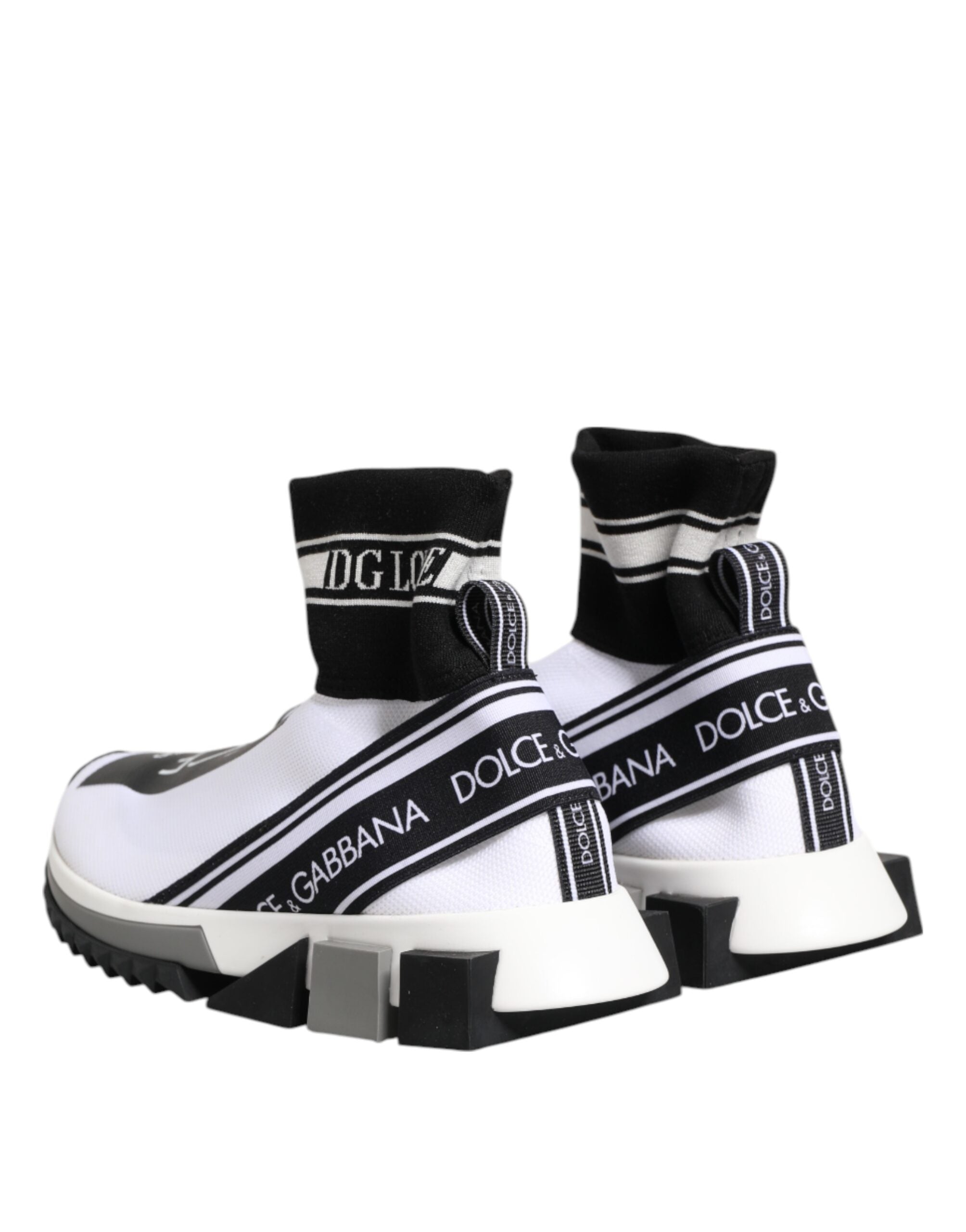 Chaussures sneakers Dolce & Gabbana Sorrento blanches et noires pour hommes, design élégant avec détails modernes.