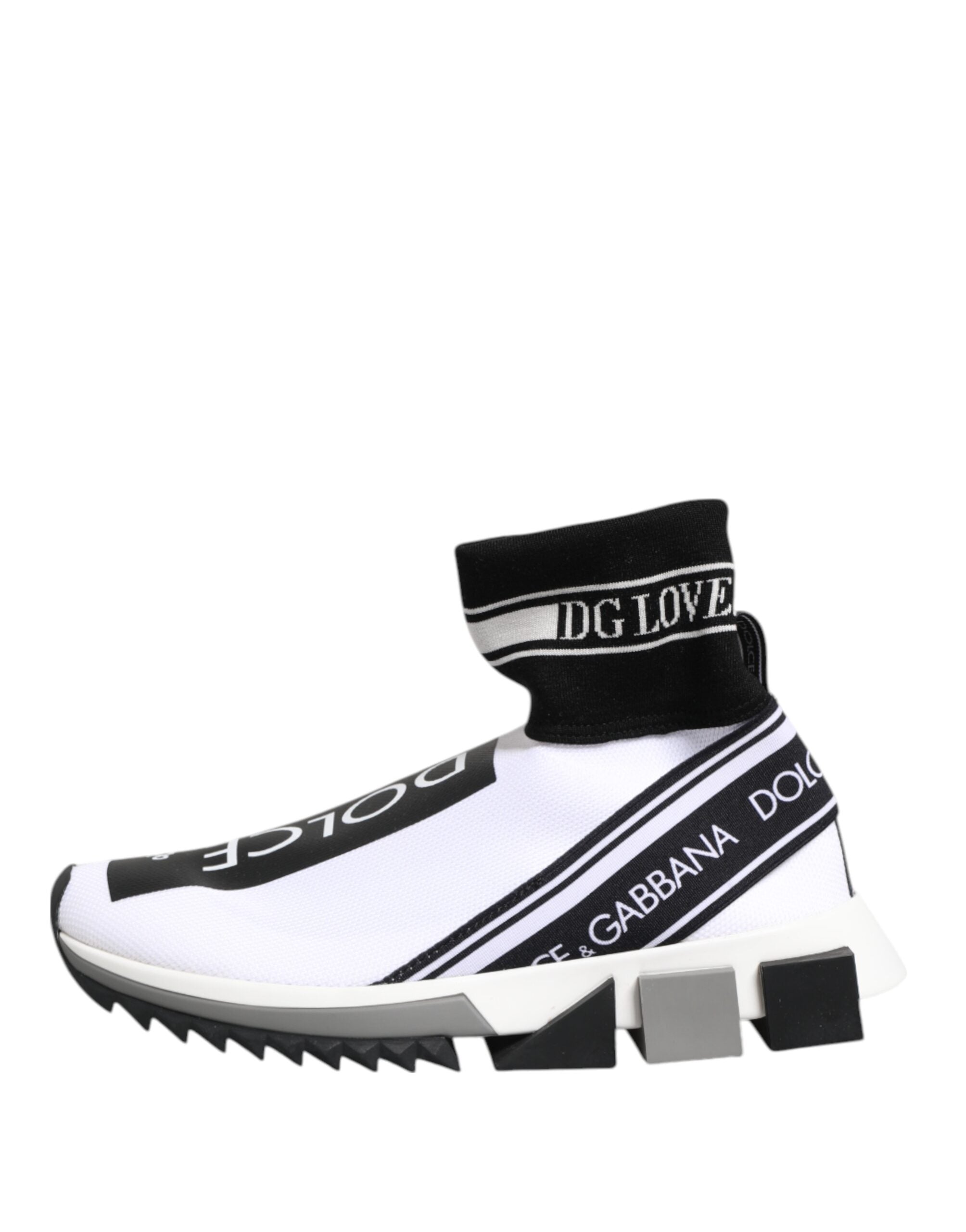 Chaussures sneakers Dolce & Gabbana Sorrento blanches et noires avec design moderne et détails élégants.