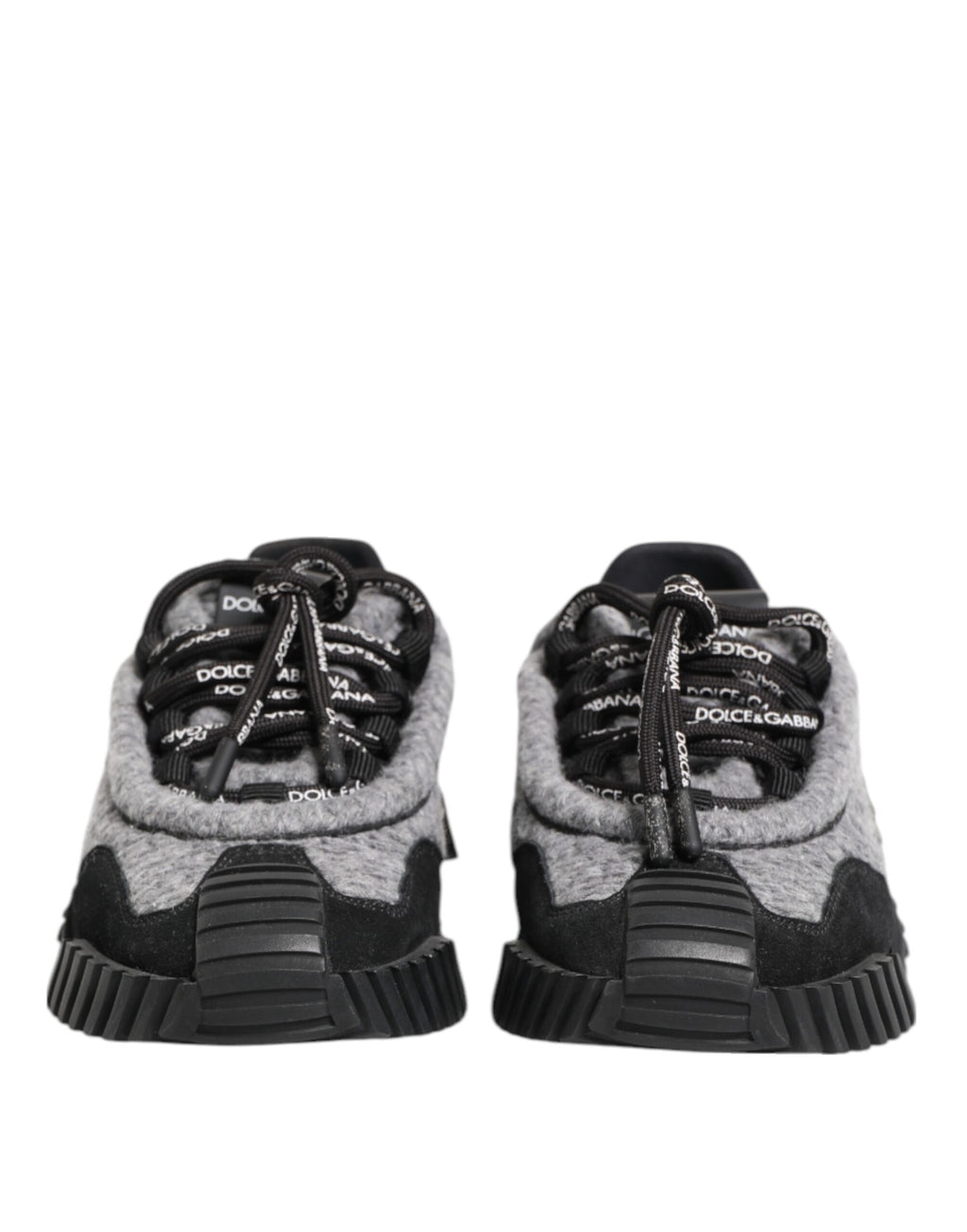 Chaussures sneakers basses Dolce & Gabbana en noir et gris, baskets élégantes pour hommes, vue de face.