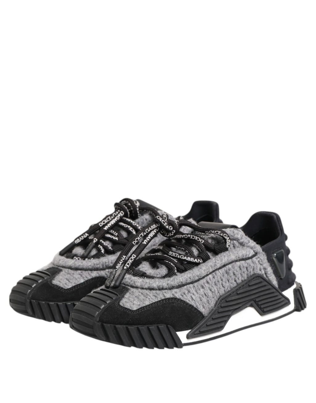 Chaussures sneakers basses Dolce & Gabbana en noir et gris, style décontracté, vue de face.