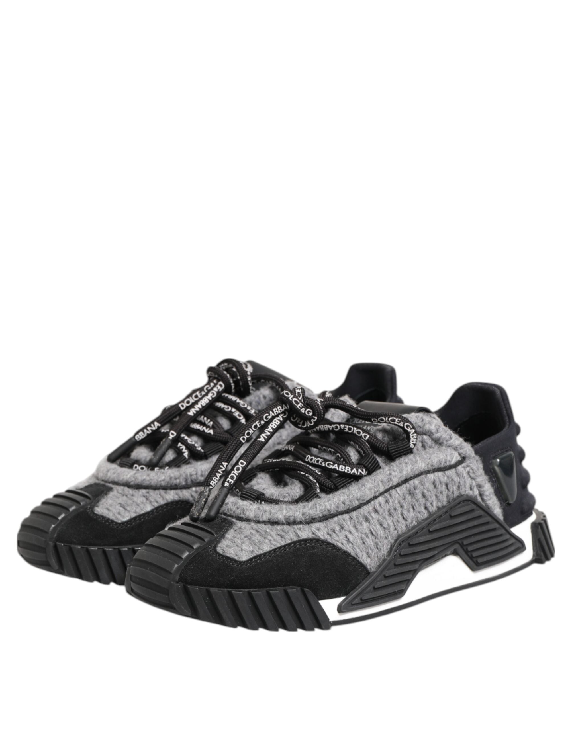 Chaussures sneakers basses Dolce & Gabbana en noir et gris, style décontracté, vue de face.