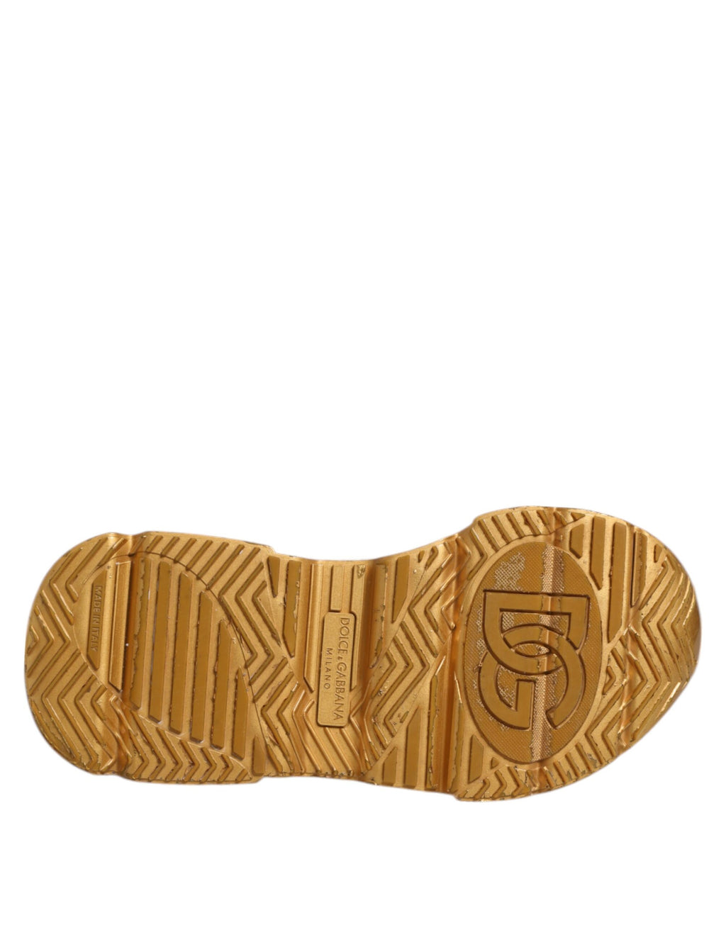 Chaussures sneakers en cuir blanc et or Dolce & Gabbana Daymaster, style élégant et moderne pour homme.