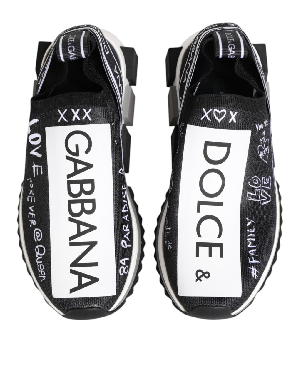 Chaussures sneakers basses Dolce & Gabbana Sorrento en noir et blanc avec logo sur le côté, vue de face