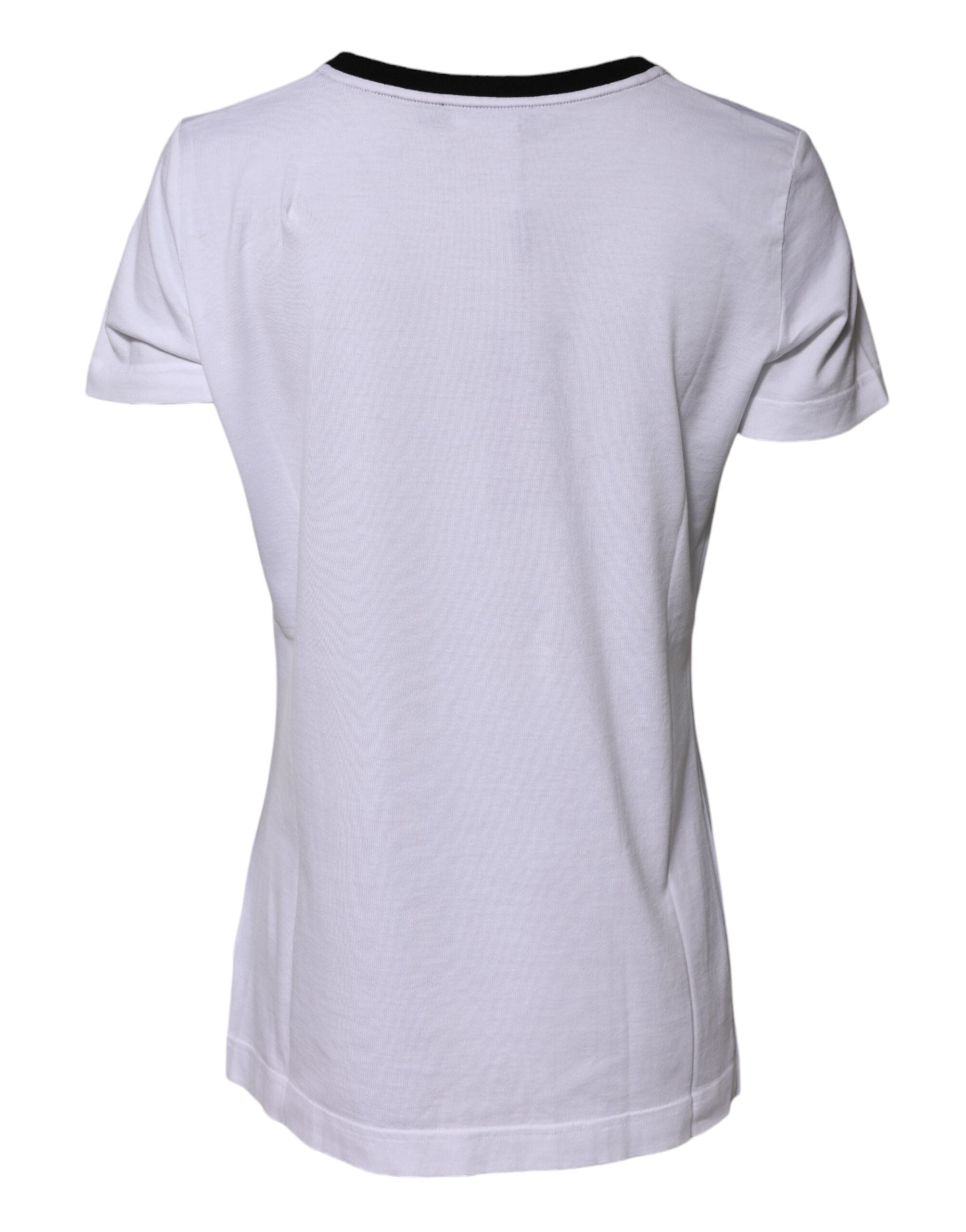 T-shirt blanc Dolce & Gabbana Eleganza en coton avec col rond, vue de face.