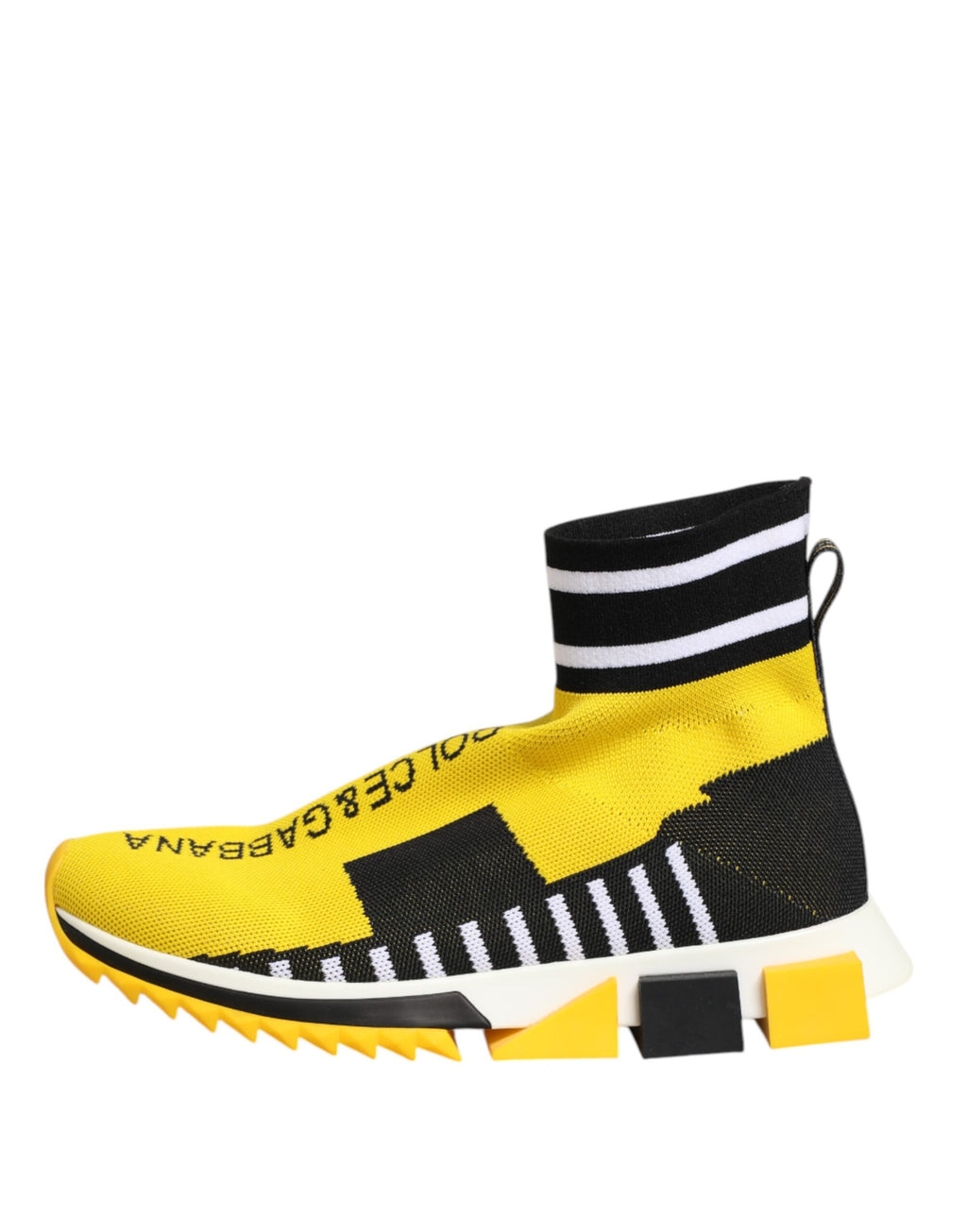 Chaussures sneakers Dolce & Gabbana Sorrento jaunes et noires, style sportif avec design élégant et détails colorés.