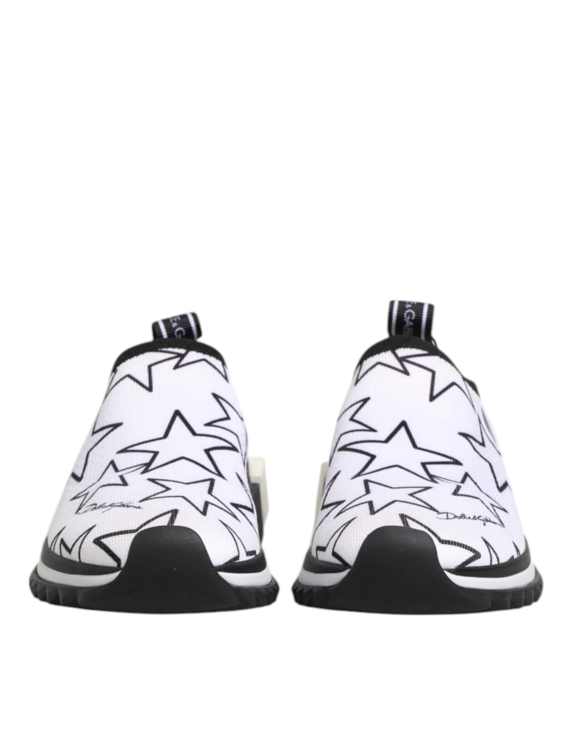 Chaussures basses Dolce & Gabbana Sorrento avec étoiles blanches, sneakers en toile élégants et confortables pour homme.