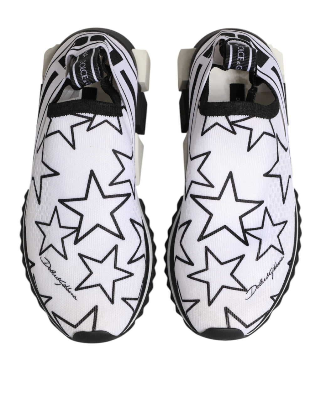 Chaussures sneakers basses blanches Dolce & Gabbana Stars Sorrento avec motifs étoilés et design élégant.