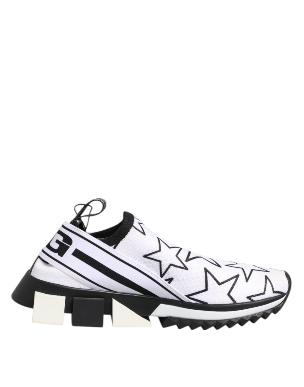 Chaussures sneakers basses blanches Dolce & Gabbana Stars Sorrento, style décontracté avec motifs étoiles.