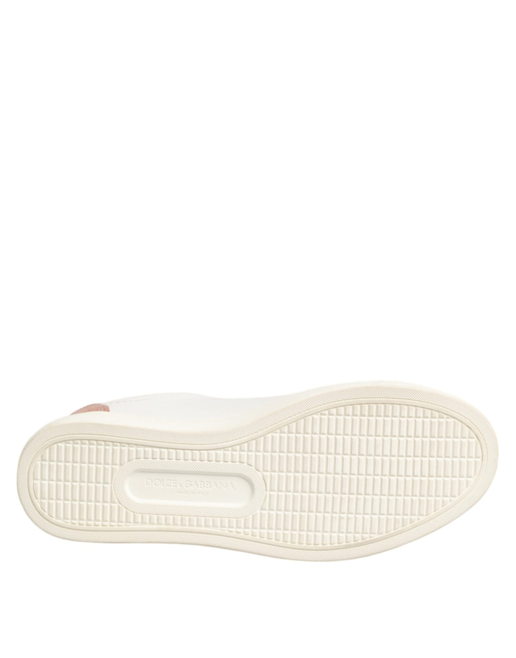 Chaussures basses en cuir blanc et rose de Dolce & Gabbana, sneakers tendance pour femme, vue de face