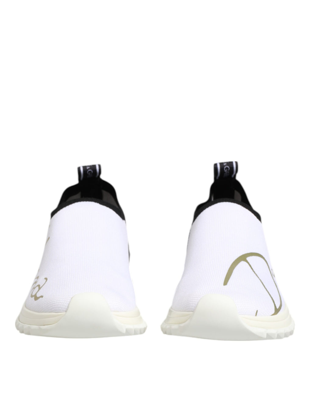 Chaussures sneakers basses Dolce & Gabbana Sorrento blanches et noires, style décontracté, vue de face