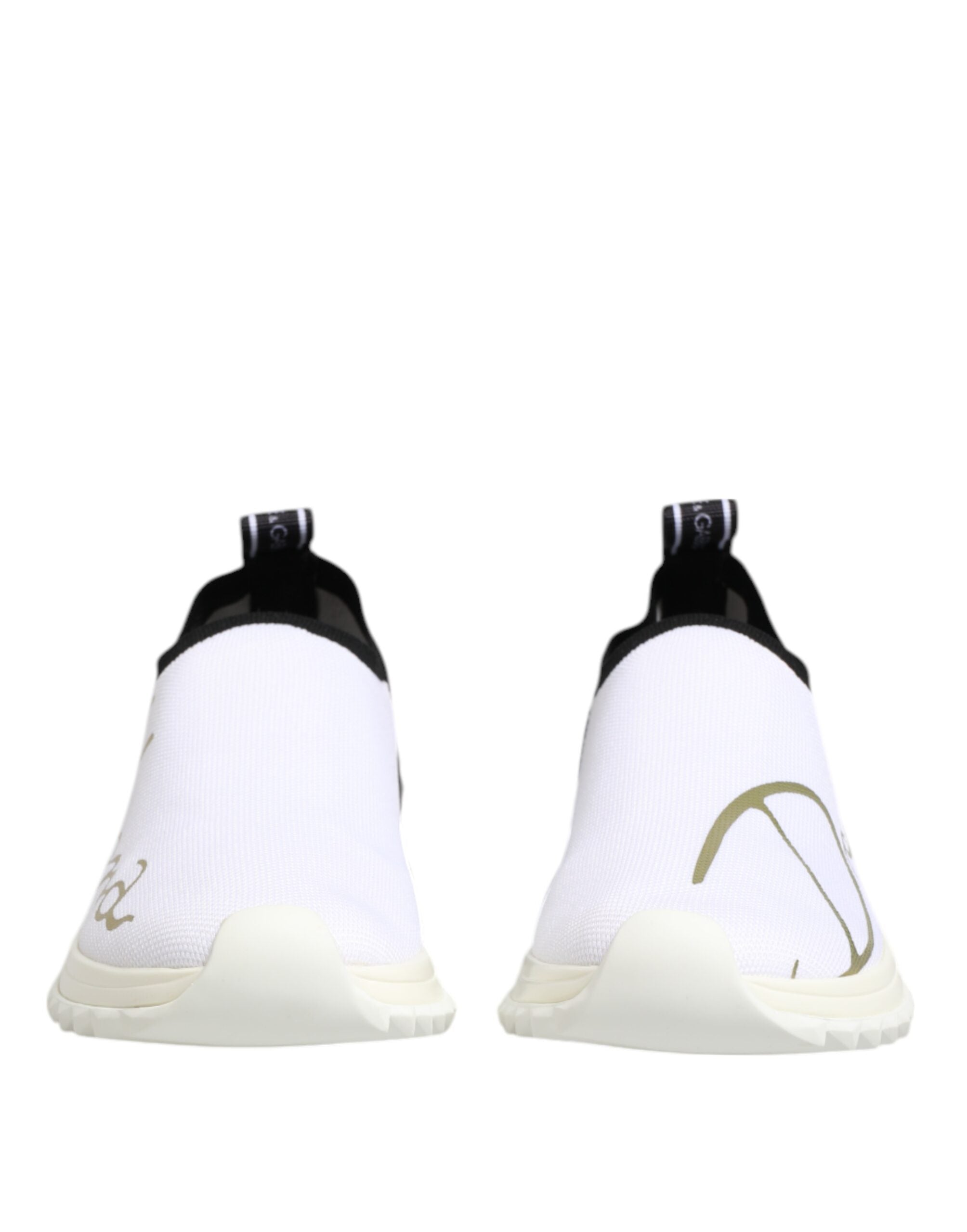 Chaussures sneakers basses Dolce & Gabbana Sorrento blanches et noires, style décontracté, vue de face