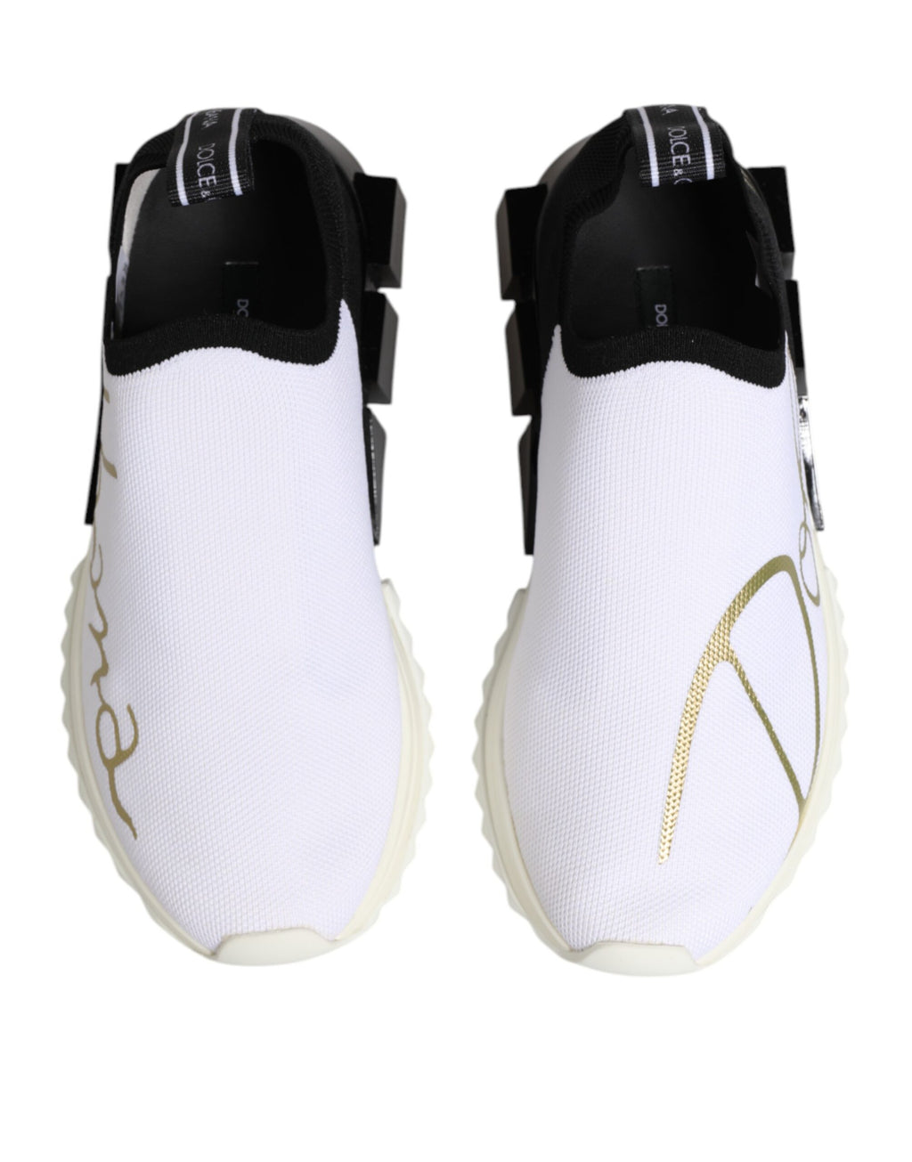 Chaussures sneakers basses Dolce & Gabbana Sorrento blanches et noires, style décontracté et élégant pour homme.