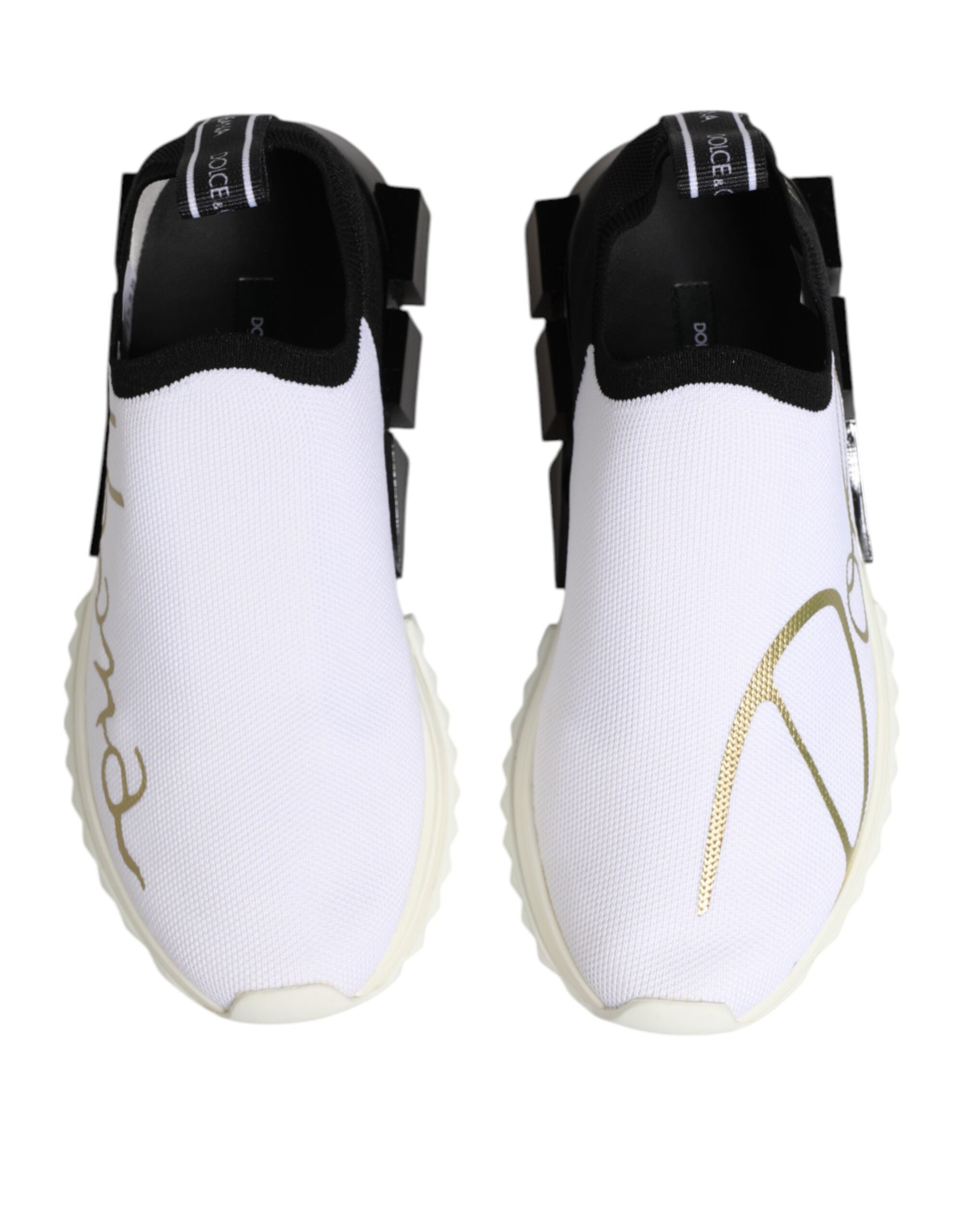 Chaussures sneakers basses Dolce & Gabbana Sorrento blanches et noires, style décontracté et élégant pour homme.