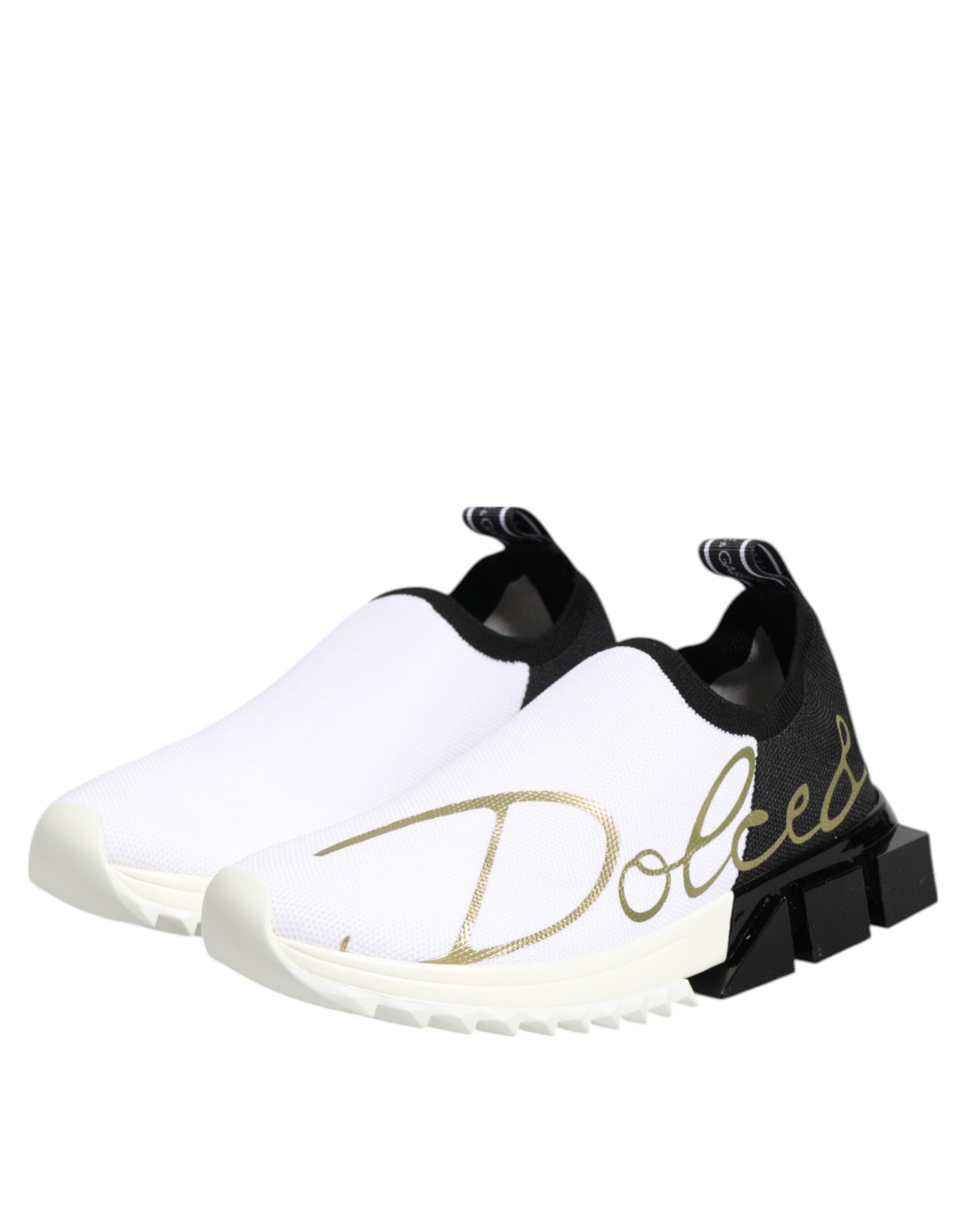 Chaussures sneakers basses Dolce & Gabbana Sorrento blanches et noires avec design élégant et détails modernes.
