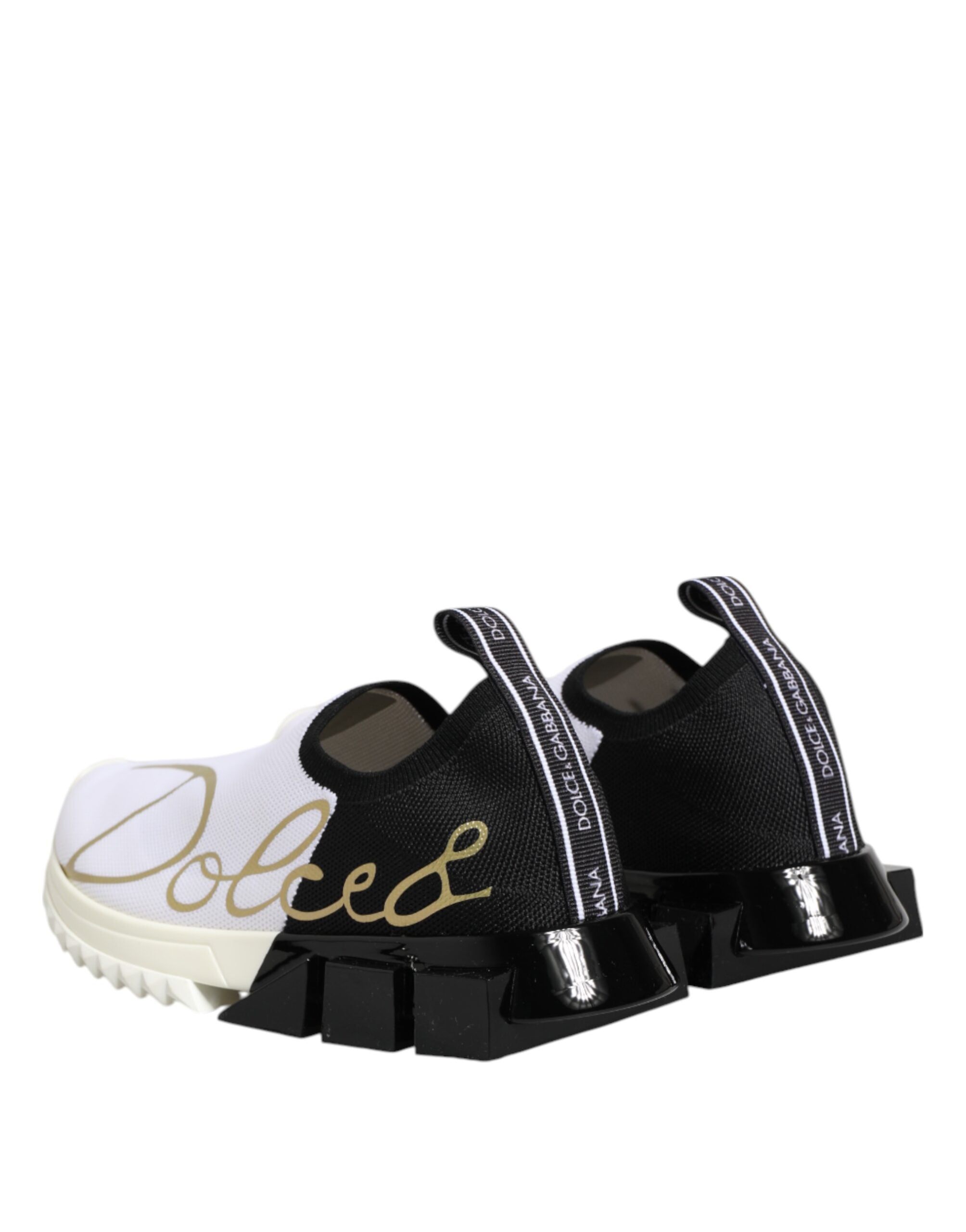 Chaussures sneakers basses Dolce & Gabbana Sorrento blanches et noires, design élégant avec logo de la marque.