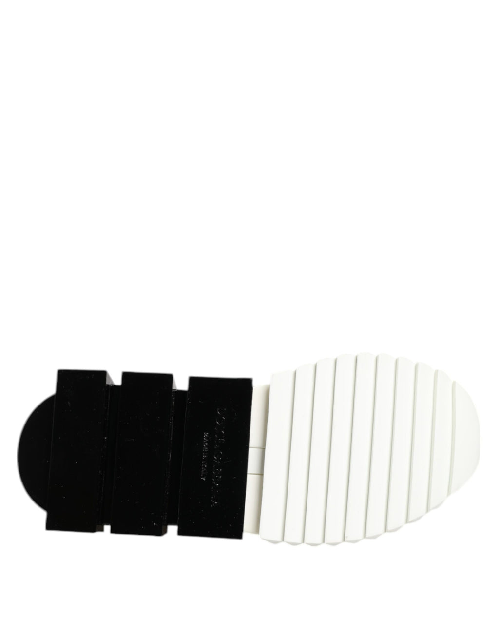 Chaussures sneakers basses Dolce & Gabbana Sorrento blanches et noires, style décontracté, vue de face.
