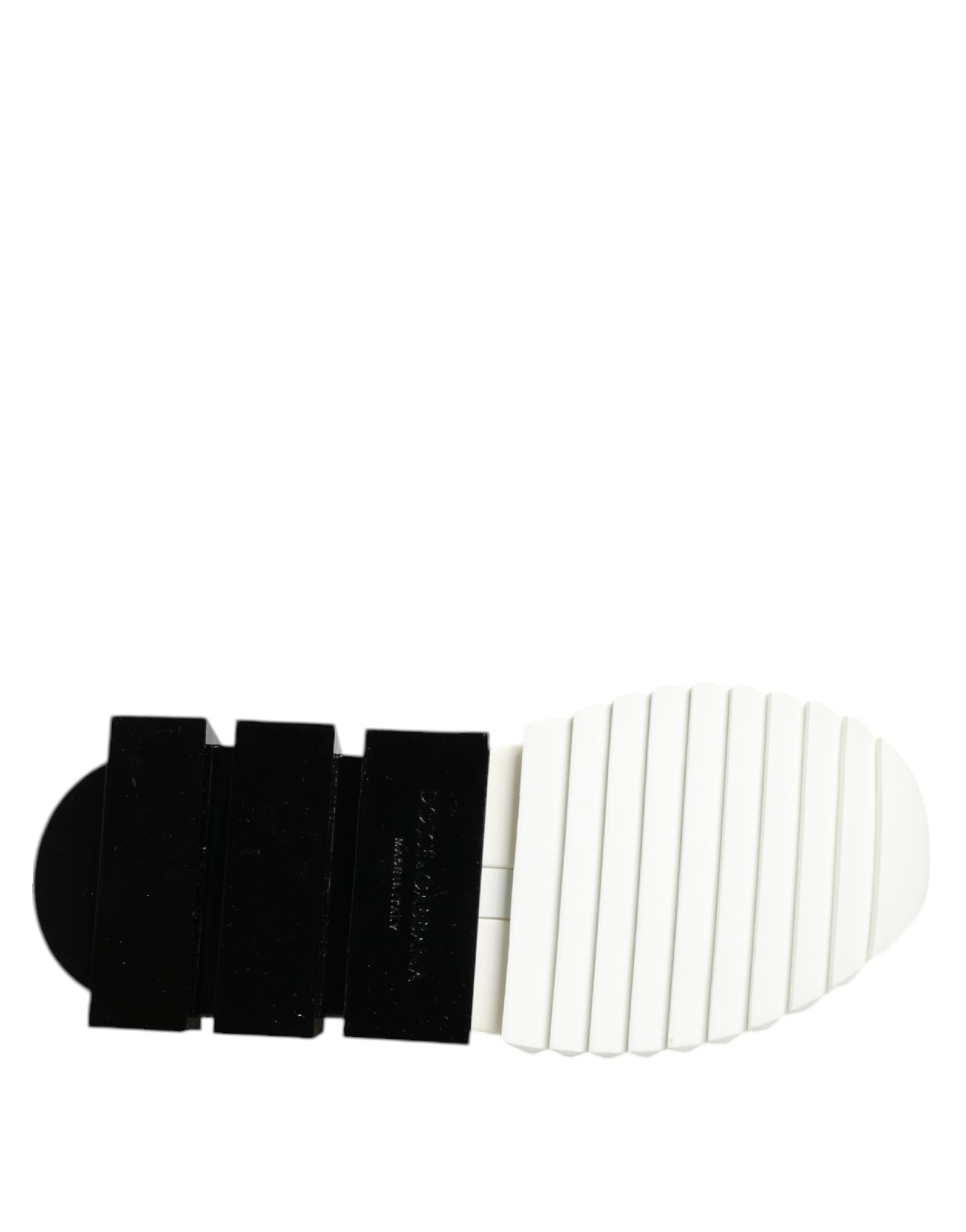 Chaussures sneakers basses Dolce & Gabbana Sorrento blanches et noires, style décontracté, vue de face.