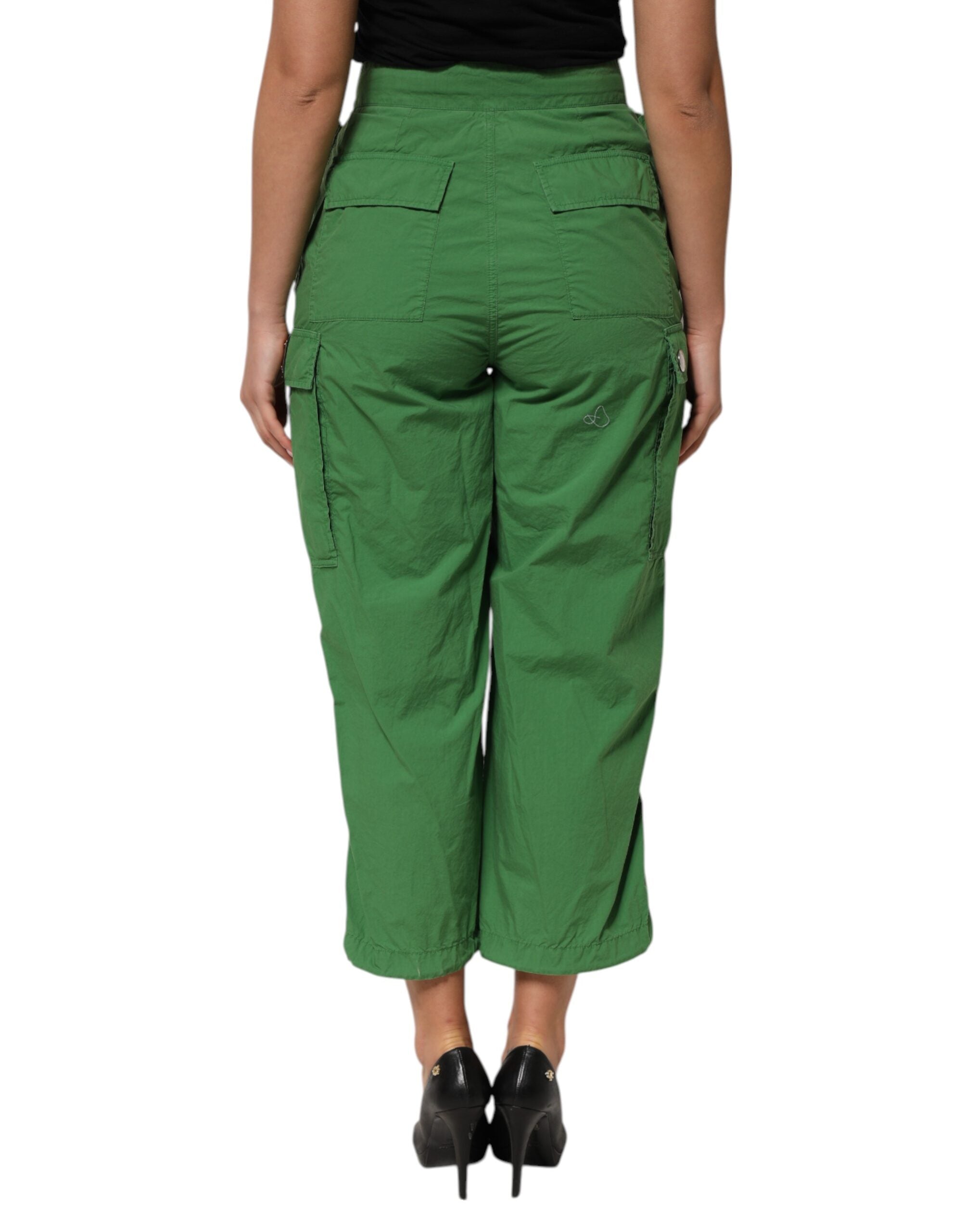 Pantalon cargo vert en coton à taille haute de Dolce & Gabbana, style décontracté et élégant, vue en gros plan.
