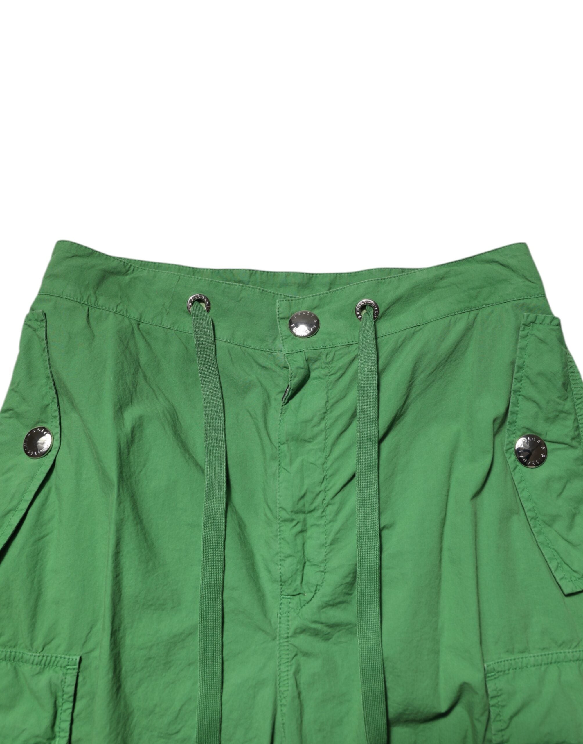 Pantalon cargo en coton vert à taille haute de Dolce & Gabbana, style élégant et décontracté.