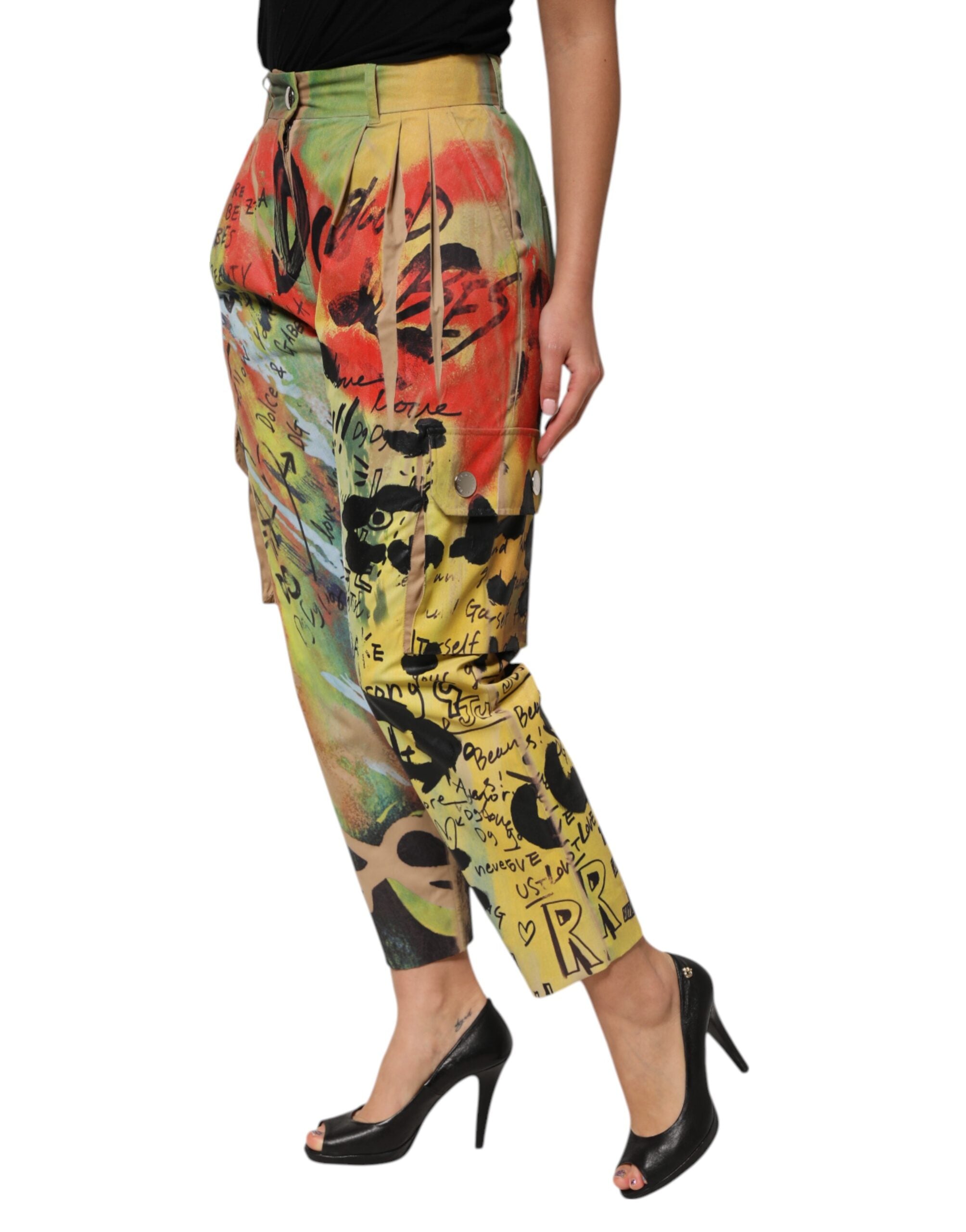Pantalon cargo multicolore à taille haute de Dolce & Gabbana, style tendance, avec poches et coupe moderne.