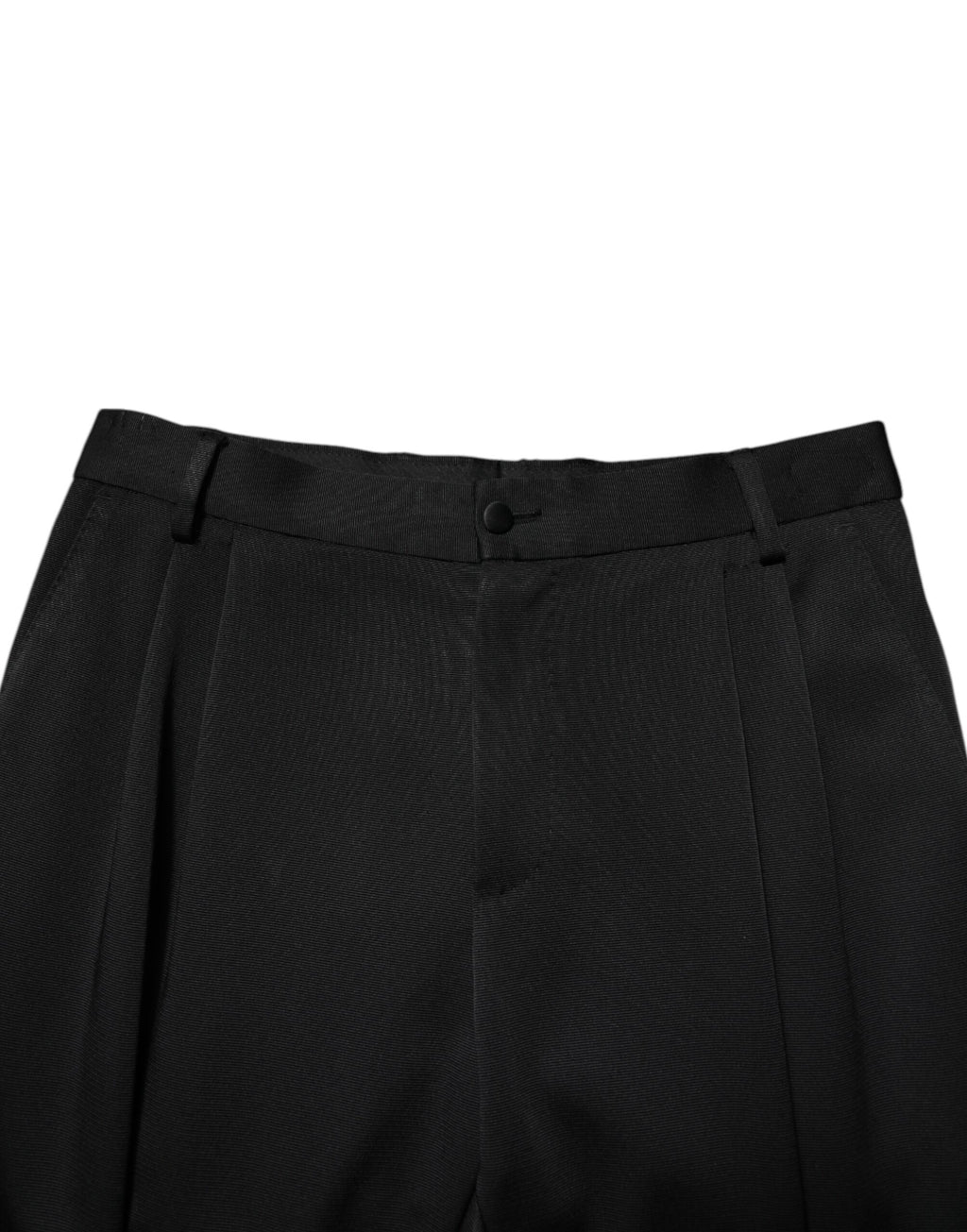 Pantalon taille haute en acétate noir Dolce & Gabbana, coupe tapered, style élégant et sophistiqué.