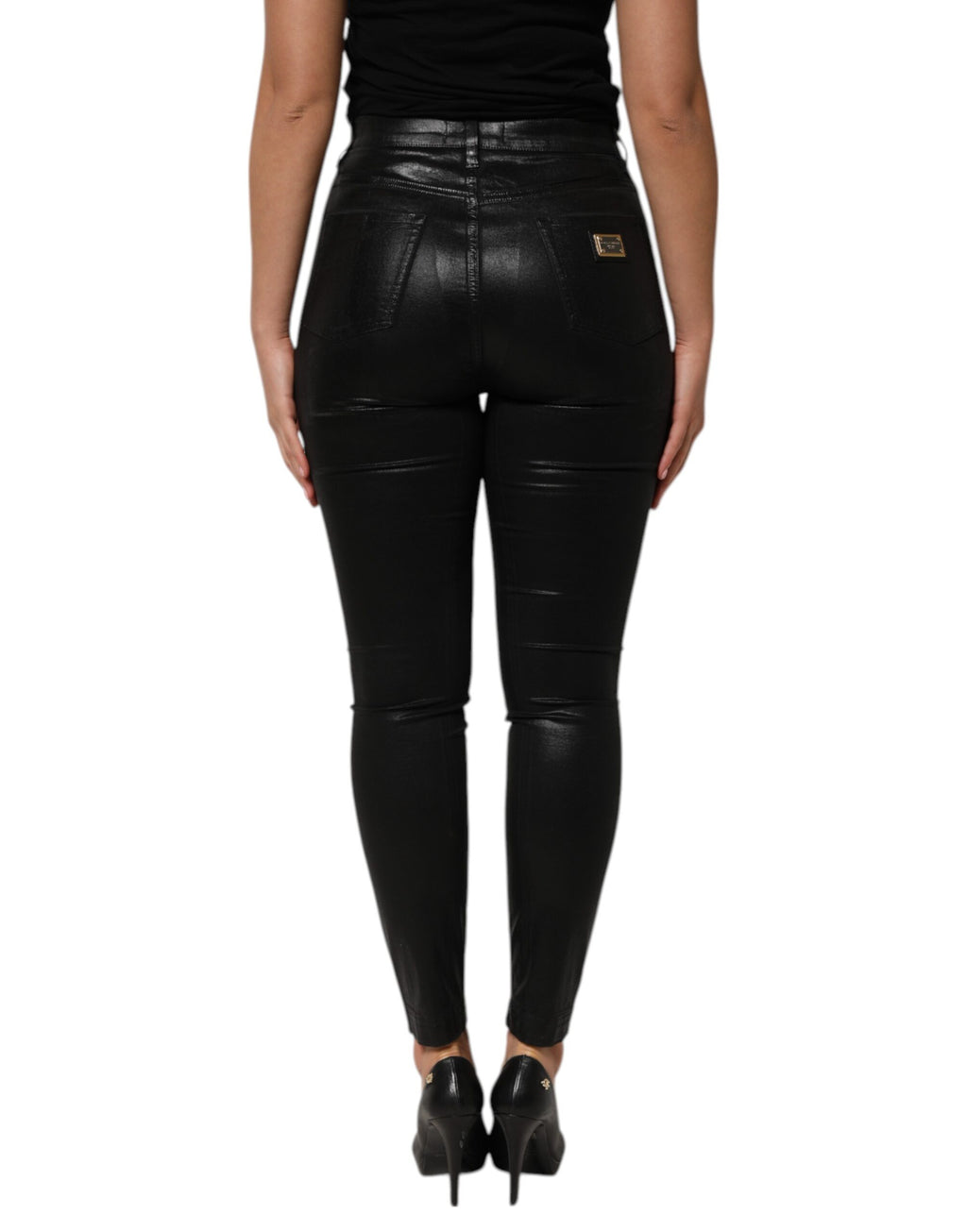 Jeans skinny noirs à taille haute Dolce & Gabbana GRACE en denim, coupe ajustée et élégante.