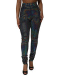 Leggings Dolce & Gabbana multicolores à sequins, pantalon ajusté avec détails brillants et motifs colorés.