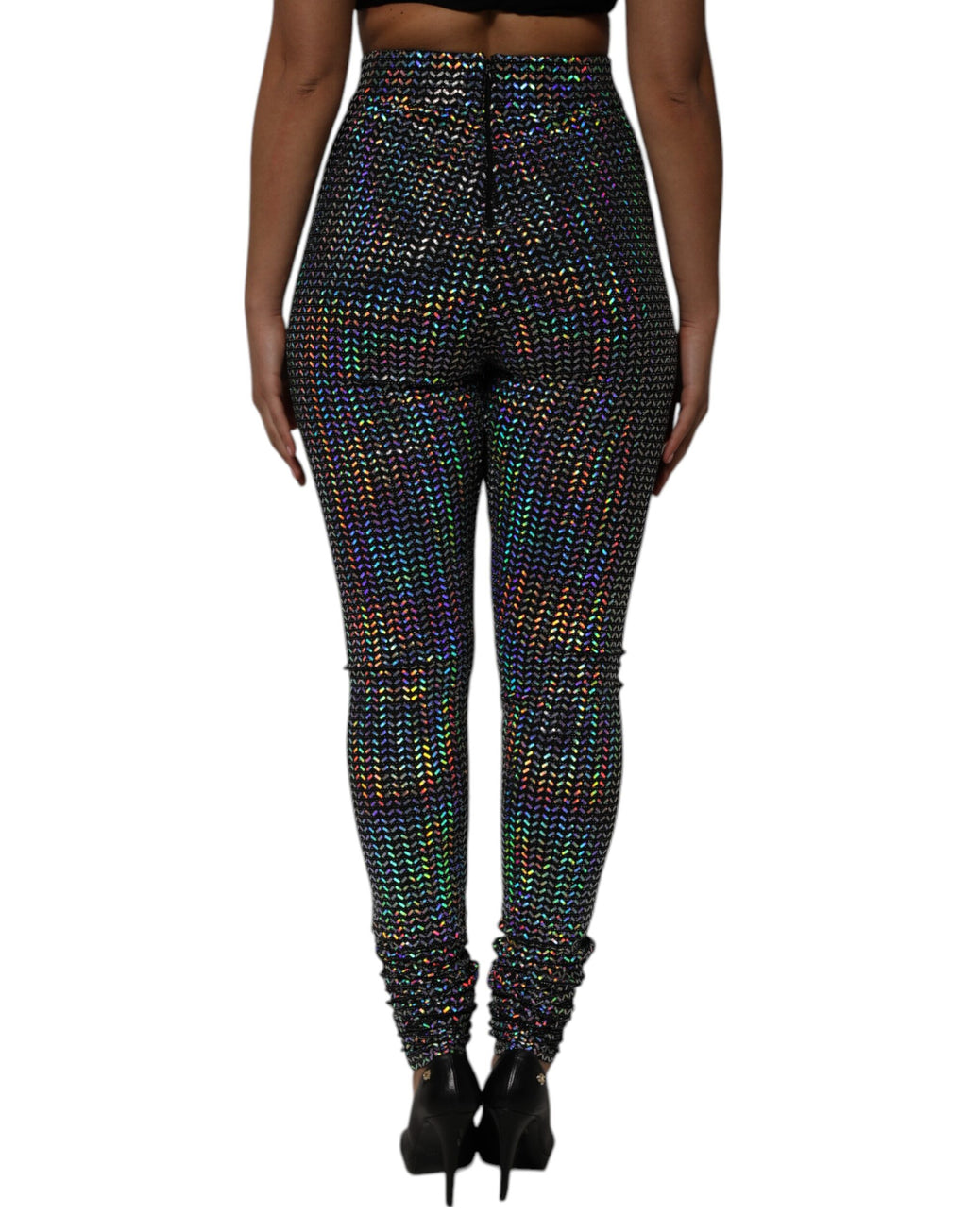 Pantalon legging Dolce & Gabbana à sequins multicolores, tendance et brillant, pour un look élégant et audacieux.