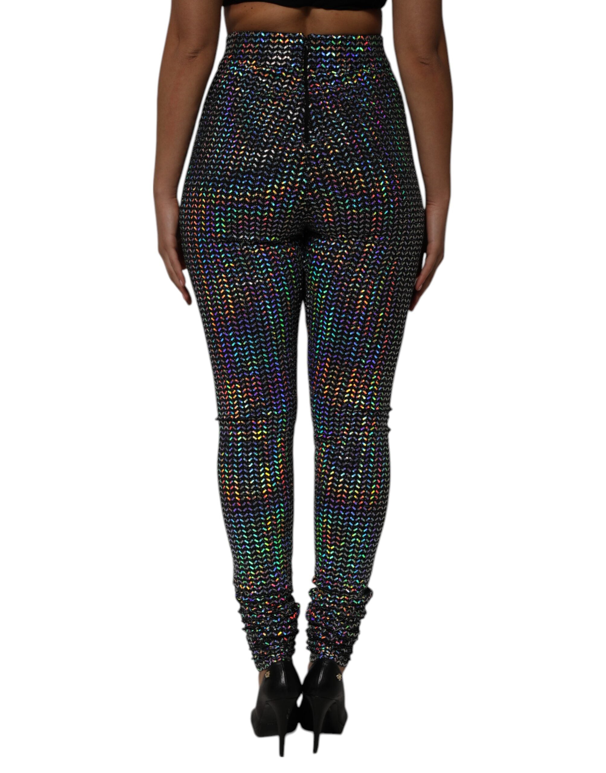 Pantalon legging Dolce & Gabbana à sequins multicolores, tendance et brillant, pour un look élégant et audacieux.
