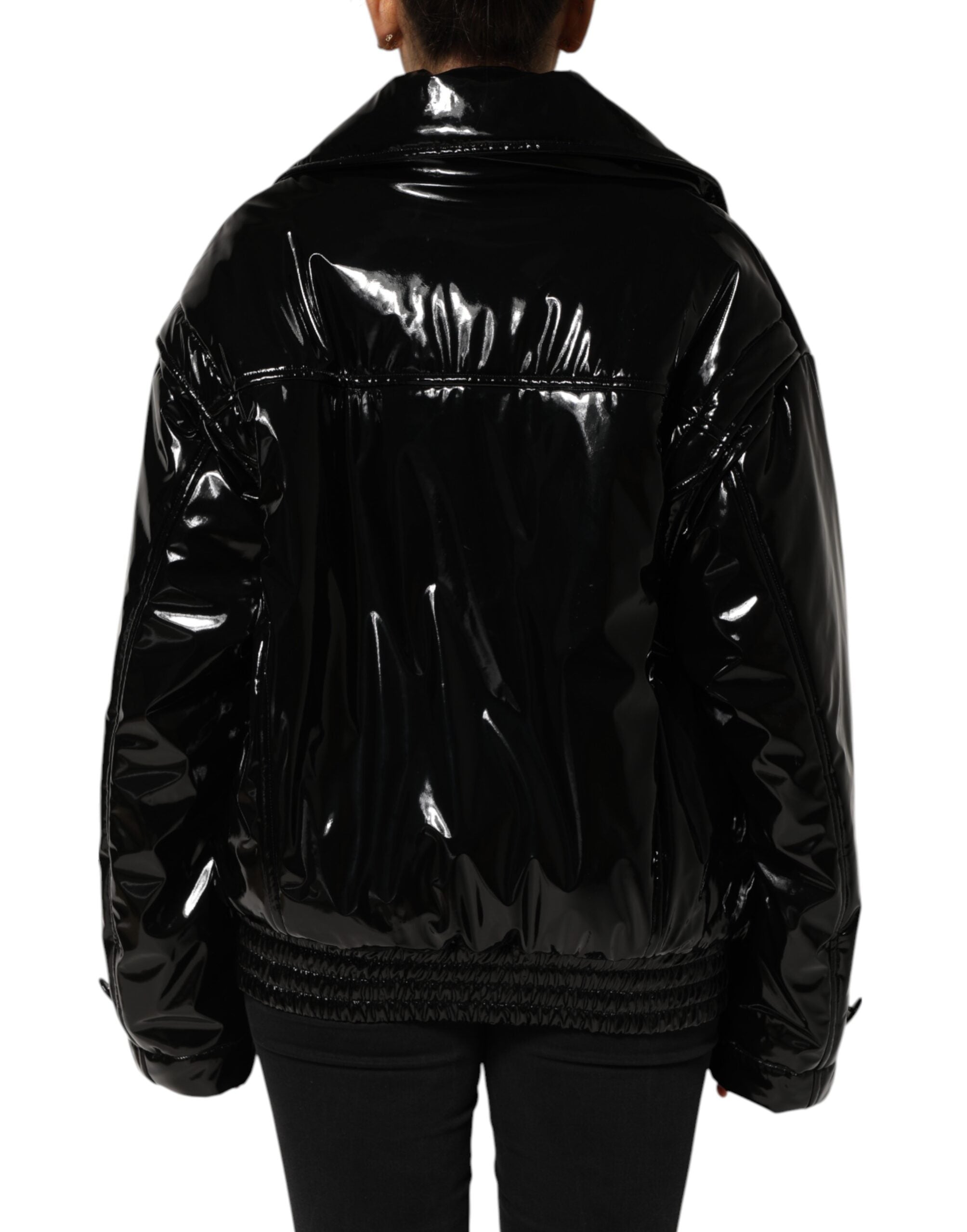 Manteau matelassé noir en polyester de Dolce & Gabbana, veste chaude et élégante avec rembourrage puffer.