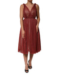 Robe midi sans manches en maille bordeaux de Dolce & Gabbana, coupe A-line élégante et sophistiquée.