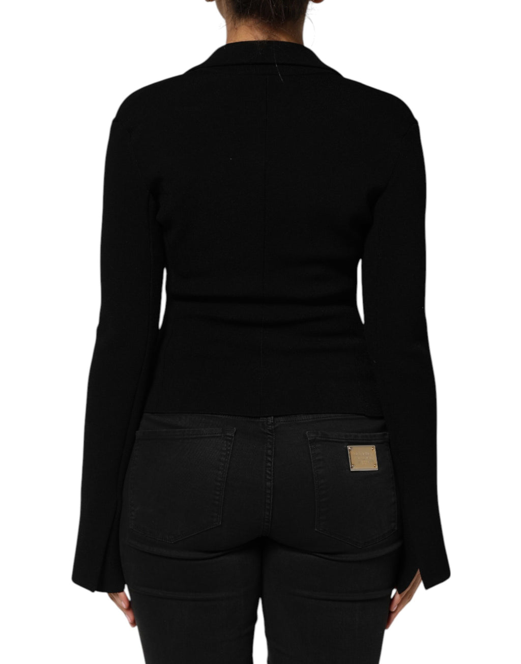 Veste blazer noire en viscose de Dolce & Gabbana, coupe simple avec boutonnière sur le devant.