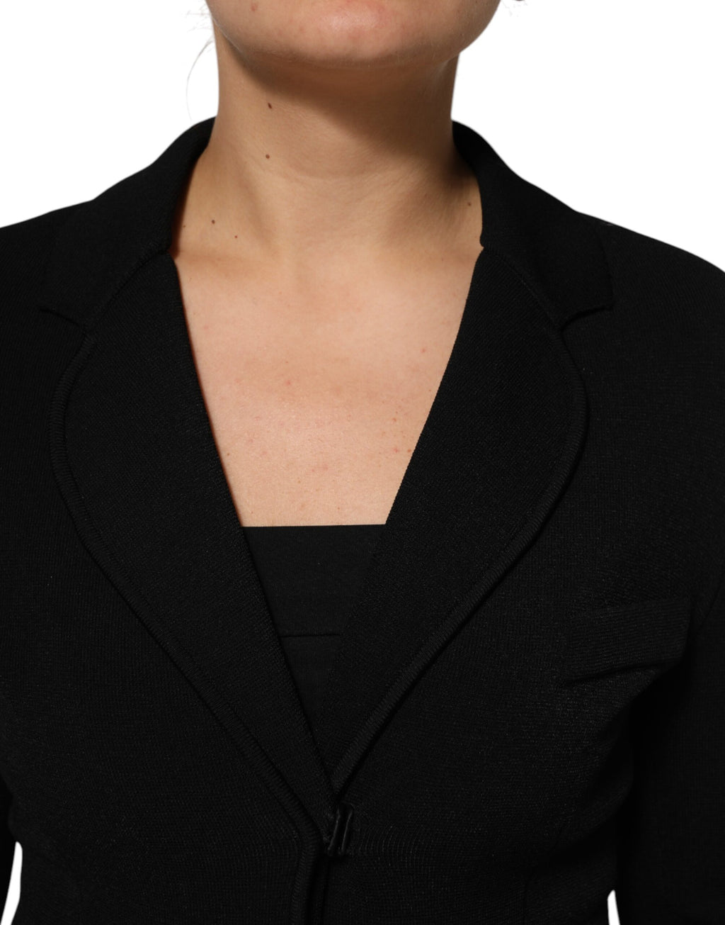 Veste blazer noire en viscose de Dolce & Gabbana, à simple boutonnage, style élégant et moderne.