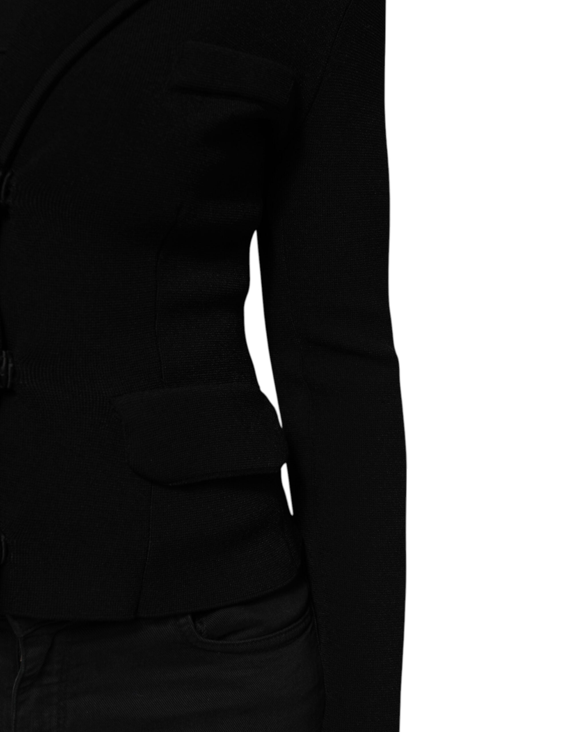 Veste blazer noire en viscose de marque Dolce & Gabbana, coupe simple boutonnage et style élégant.