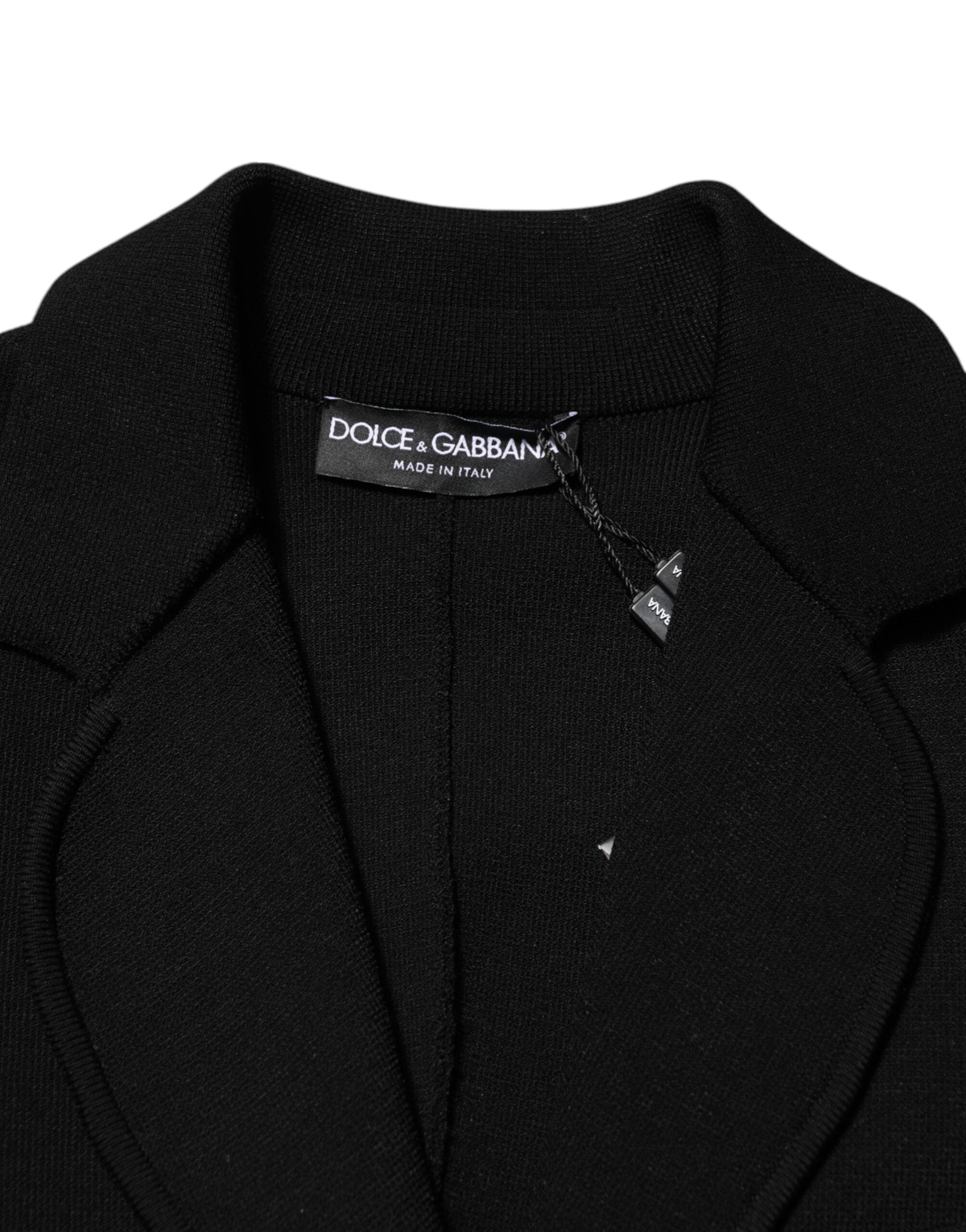 Veste blazer noire en viscose Dolce & Gabbana à double boutonnage, style élégant et moderne pour femme.