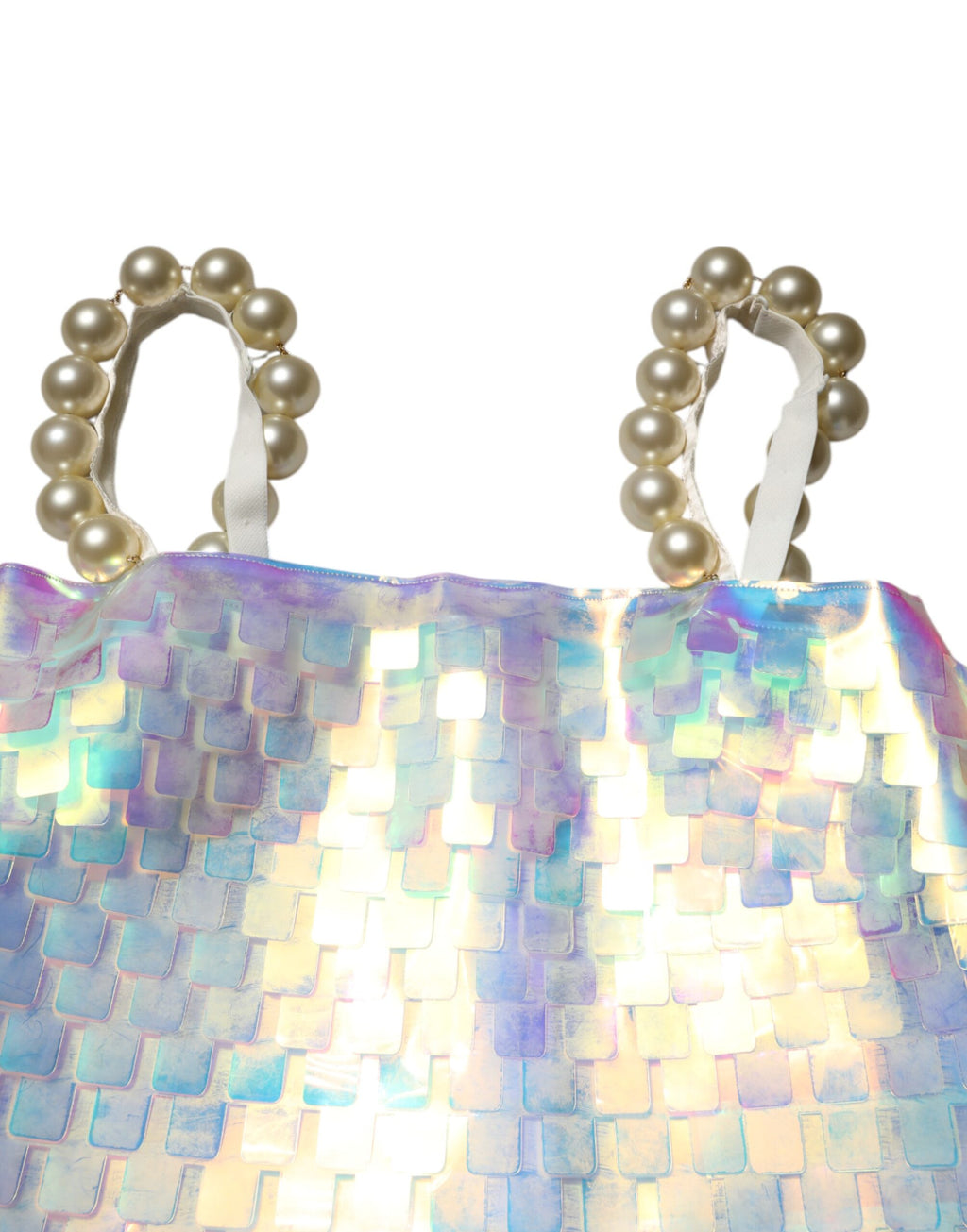 Robe courte holographique à sequins multicolores de Dolce & Gabbana, style mini et éclatant pour une allure festive.
