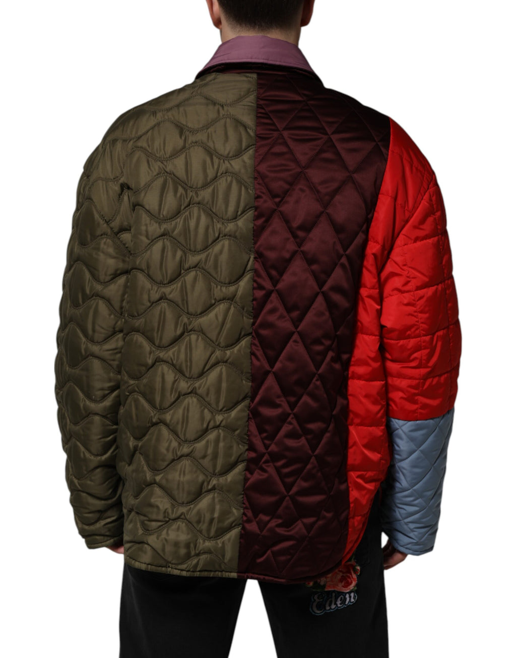 Veste matelassée multicolore en polyester de Dolce & Gabbana, motif patchwork, style élégant et coloré.